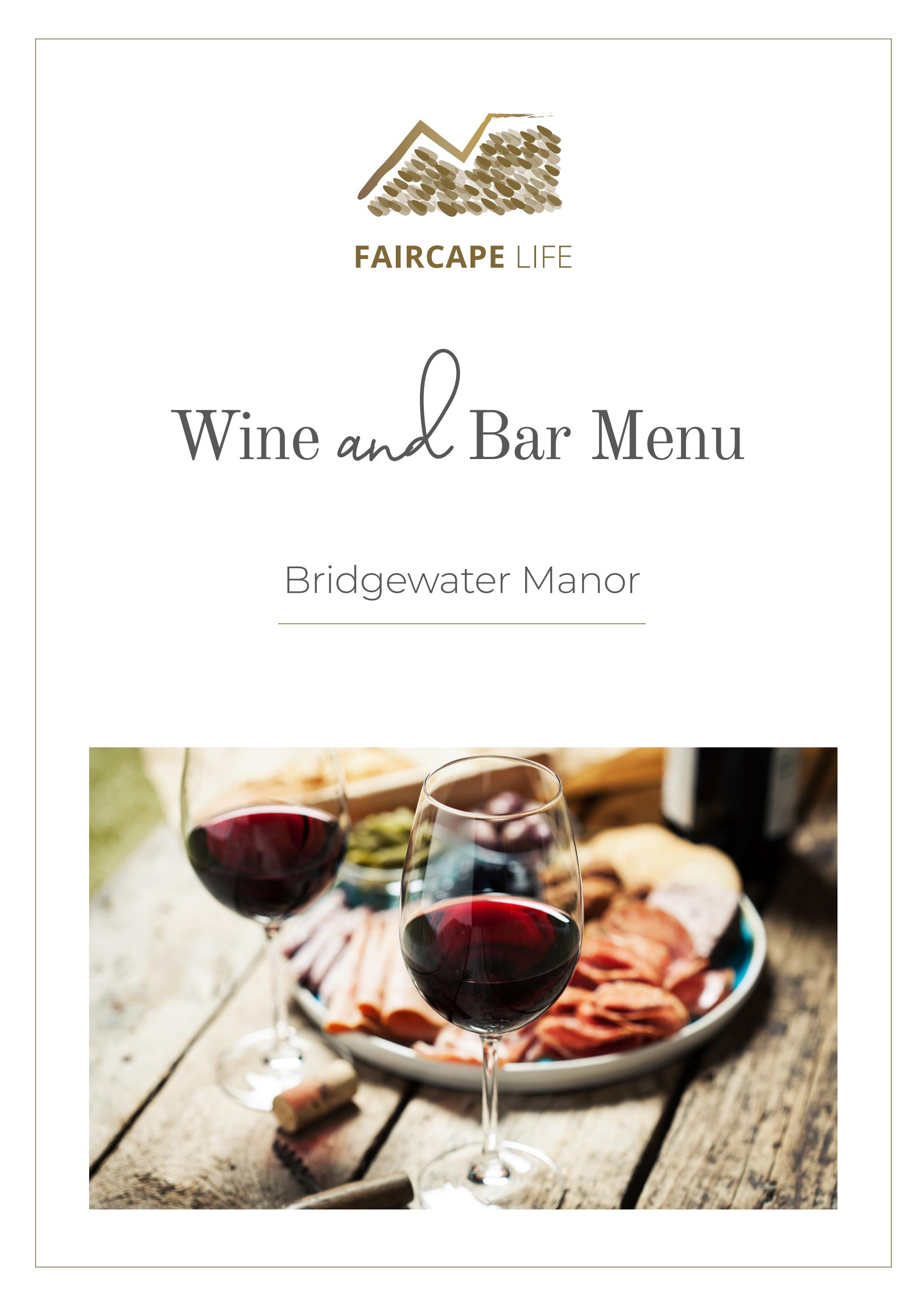 Bridgewater Manor Wine and Bar Menu by FaircapeGroup Issuu