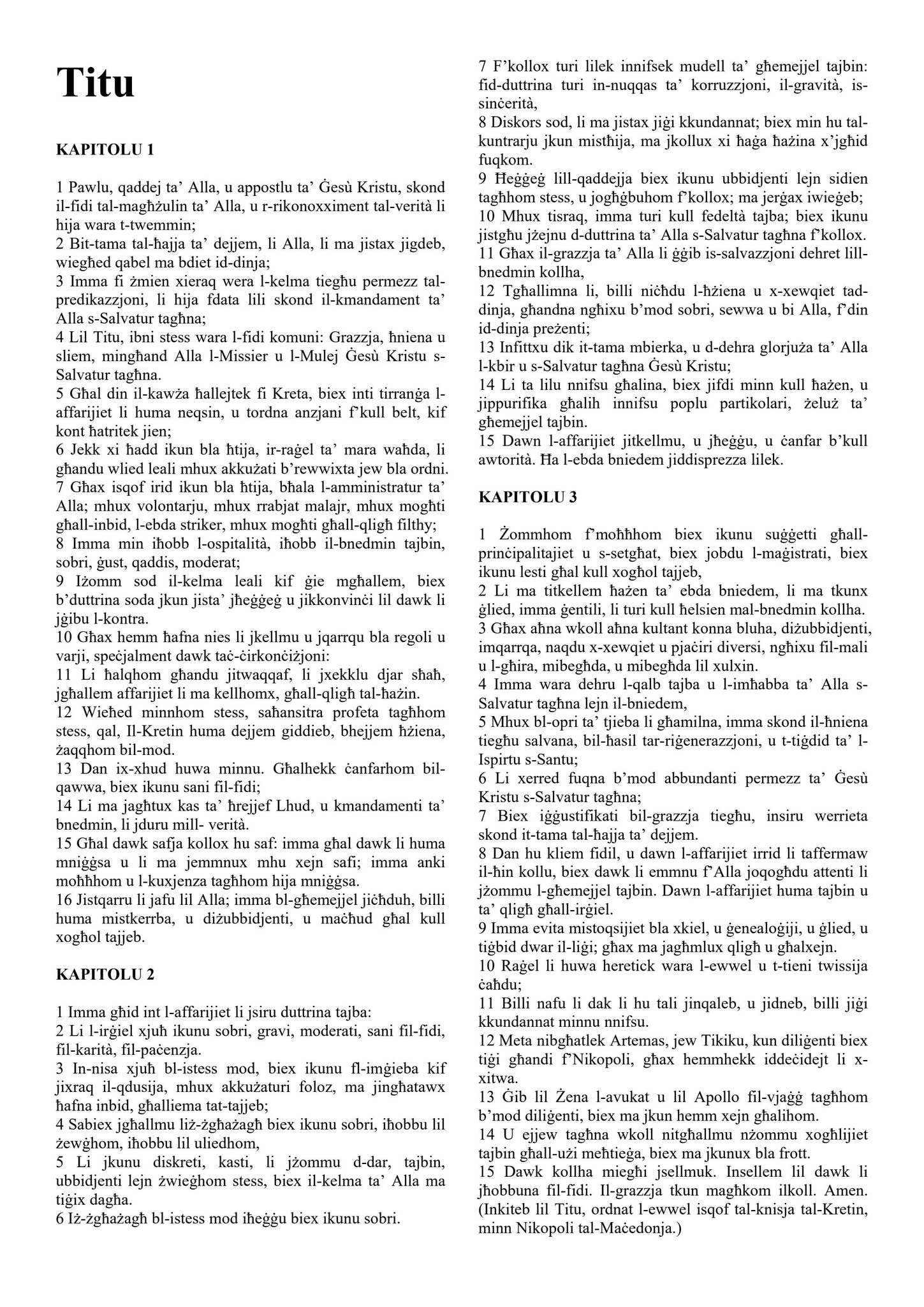 Maltese - The Epistle of Apostle Paul to Titus by Filipino Tracts and ...