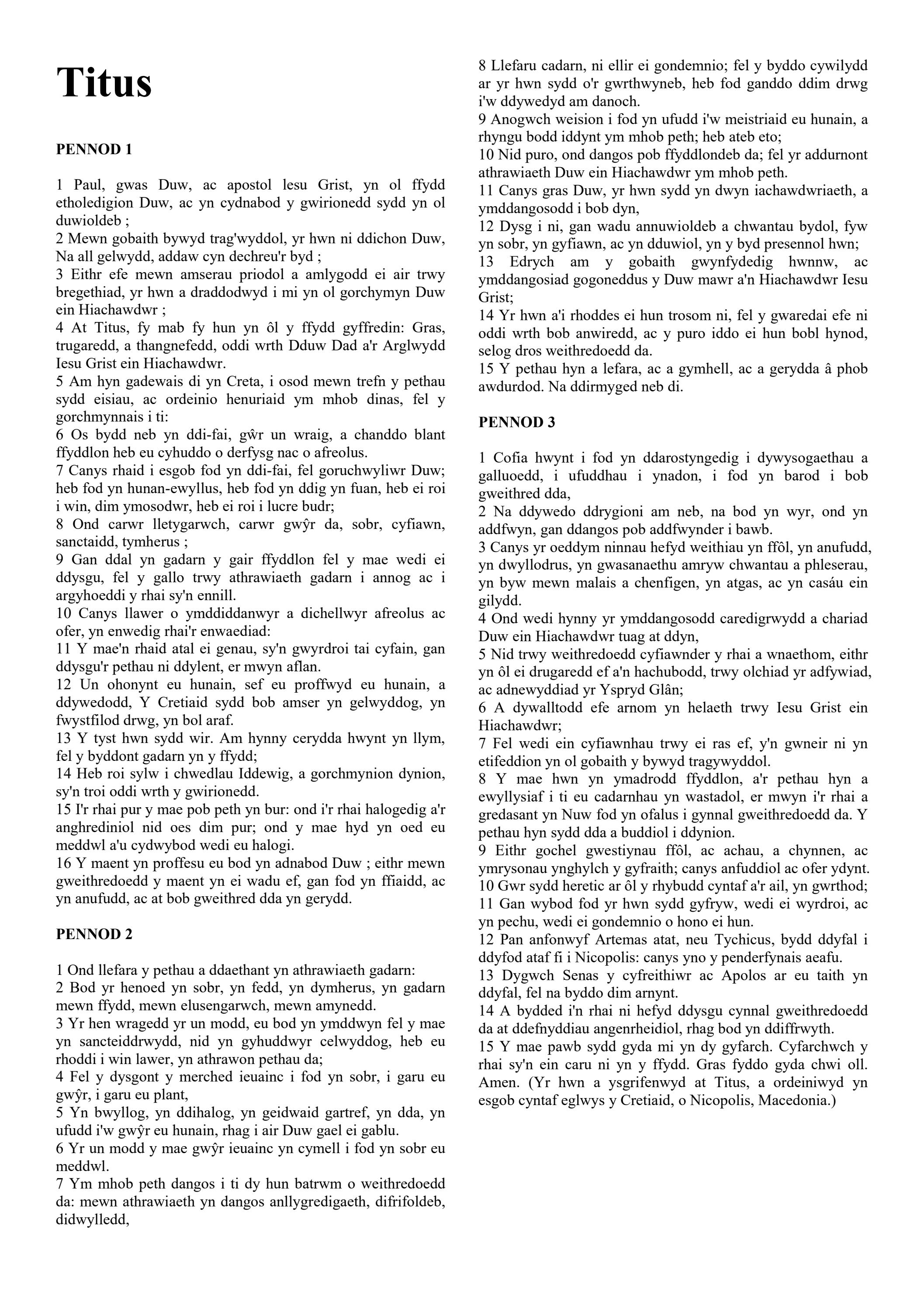 Welsh - The Epistle of Apostle Paul to Titus by Filipino Tracts and ...