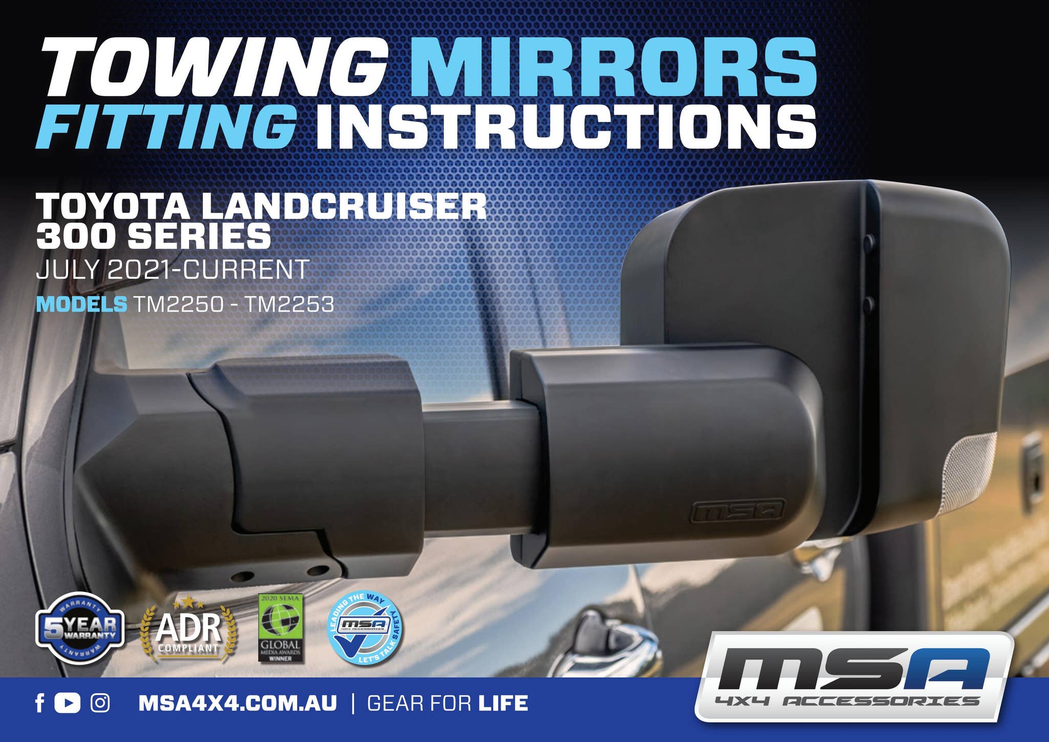 thumbnail interactive-video image 1 of MSA Towing Mirrors (Pair) For Toyota Land Cruiser 70-79 Series - Black Manual 1 of 2
