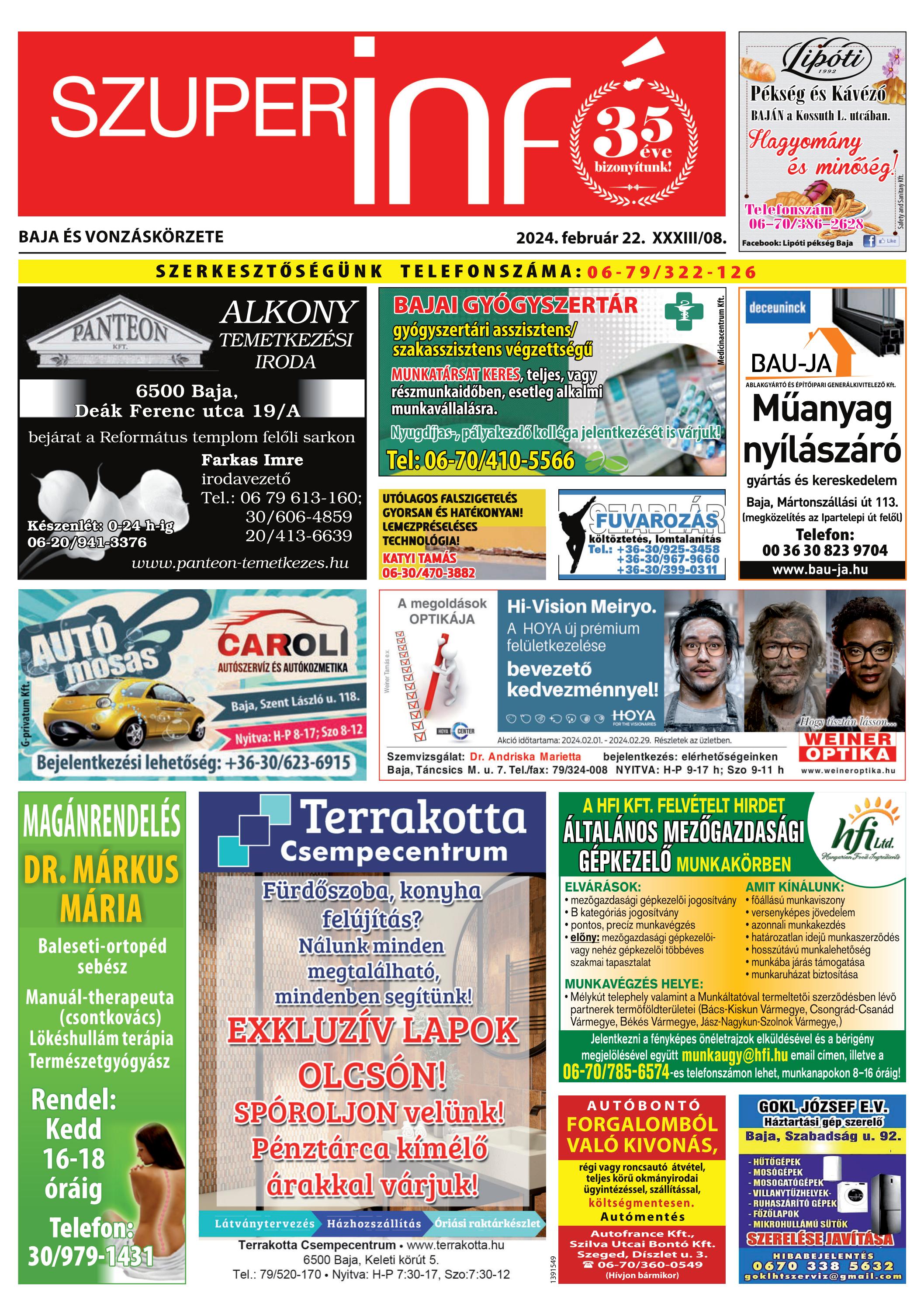 Szuperinfó Baja - 2024.02.22 by szuperinfo - Issuu