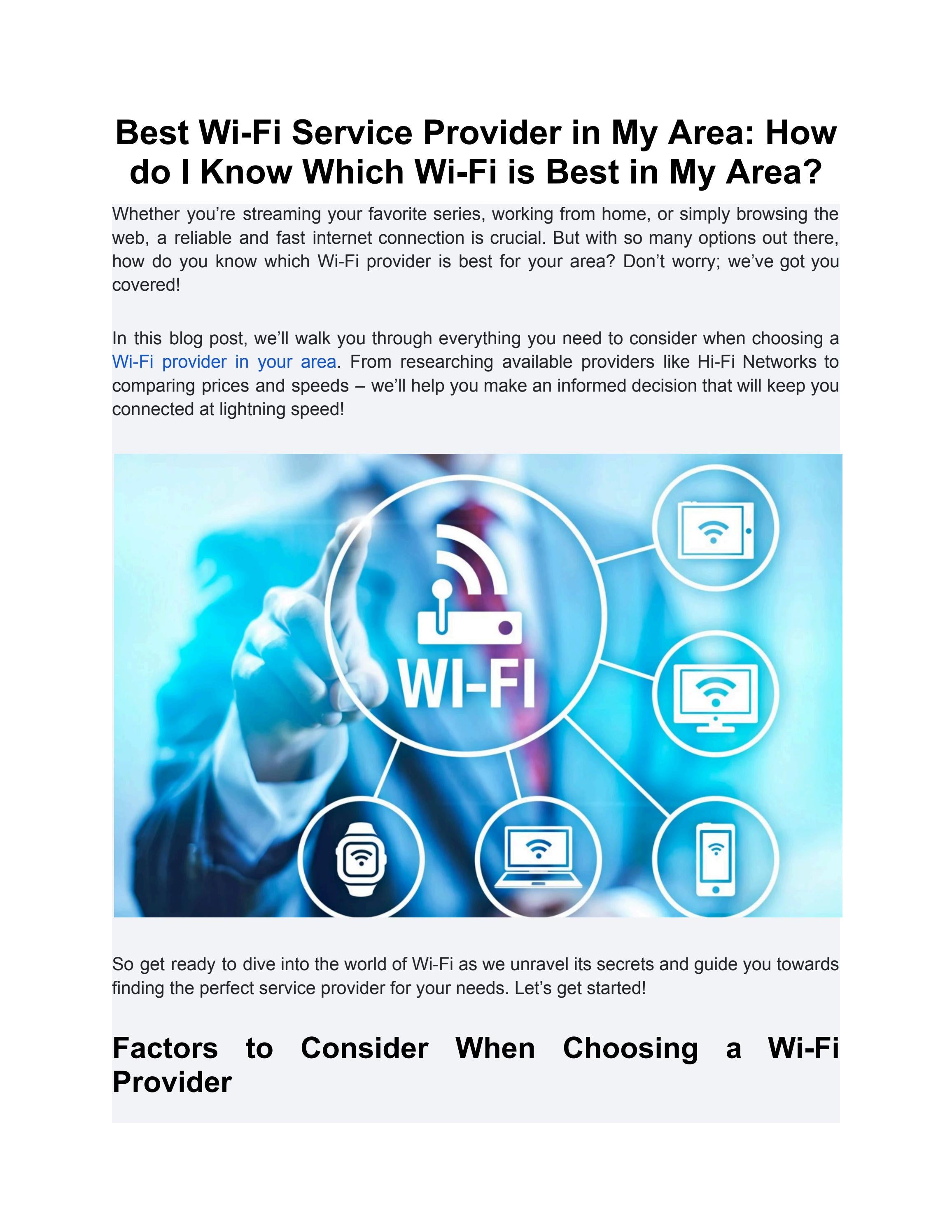 Best Wi-Fi Service Provider in My Area: How do I Know Which Wi-Fi is