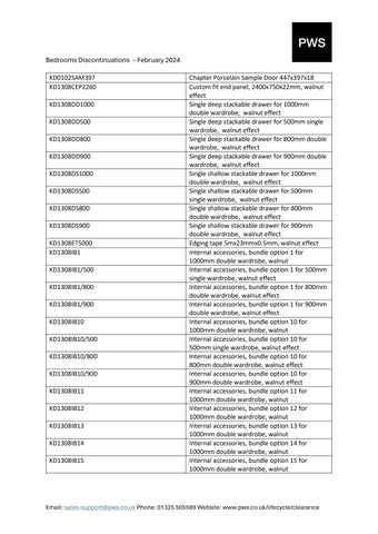 PWS Distributors Ltd 家具目录 · 卧室 discons 24 第 2 页