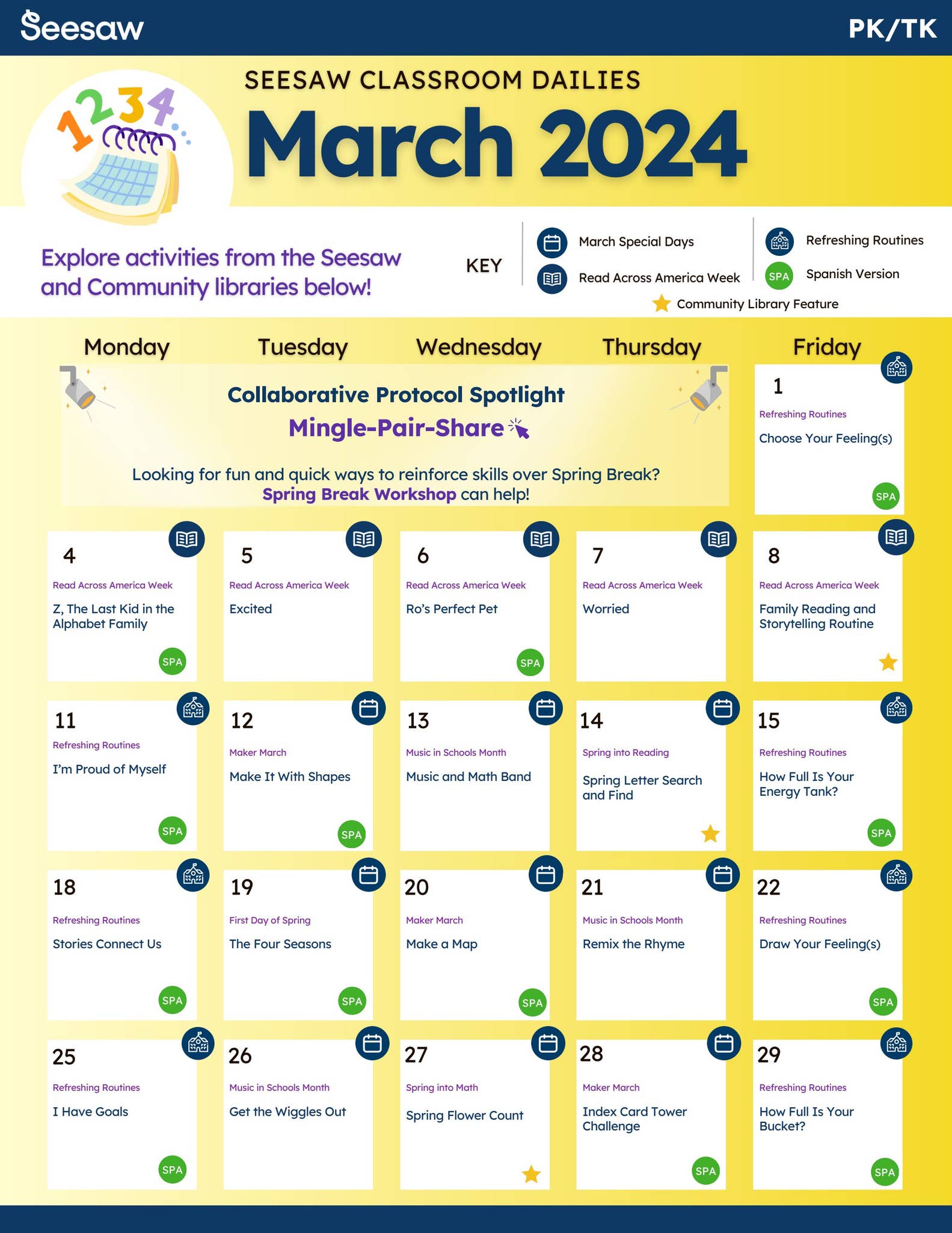 March 2024 Classroom Dailies PK-TK by seesawlearning - Issuu