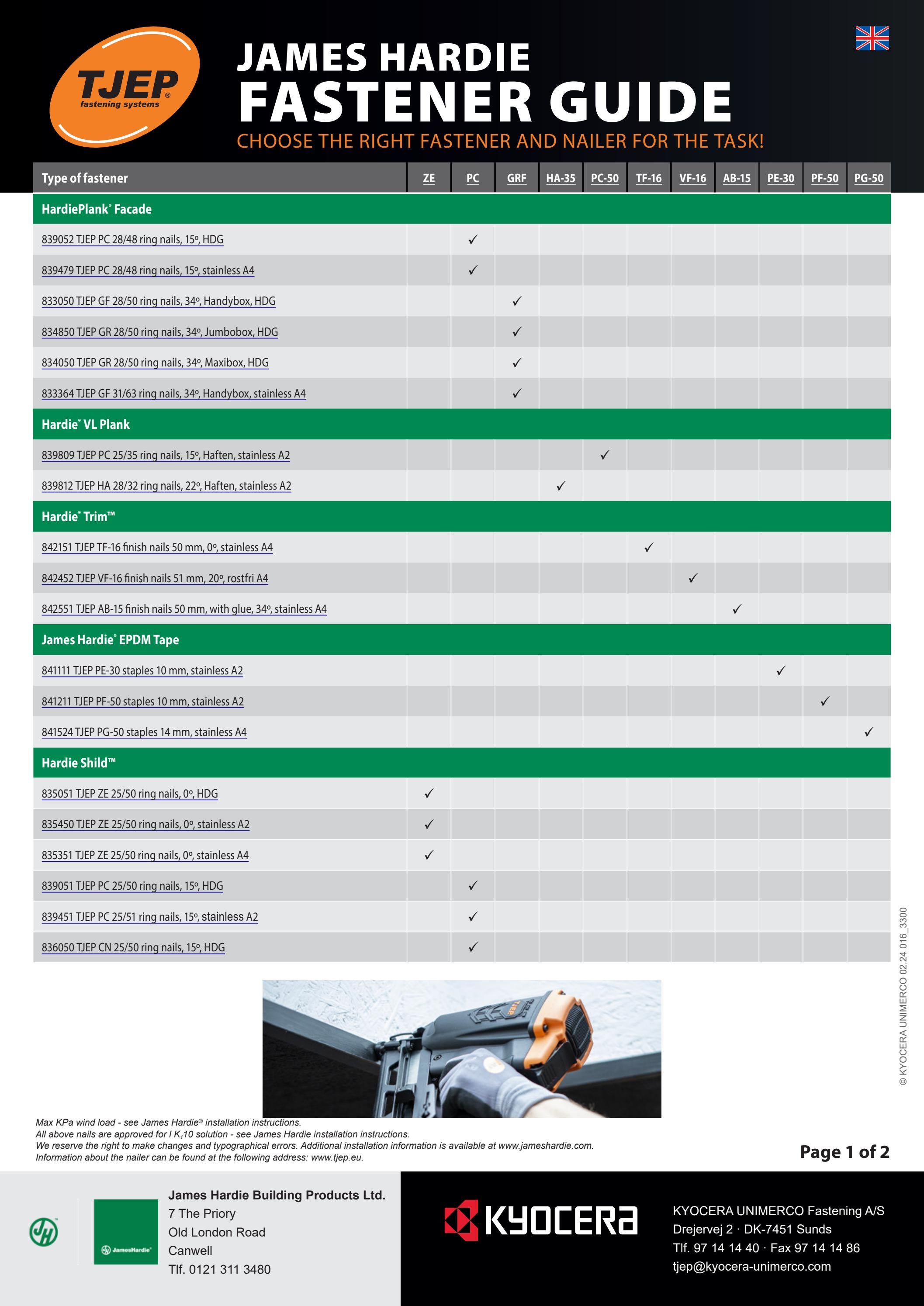 Fastener guide James Hardie (UK) by TJEP Issuu