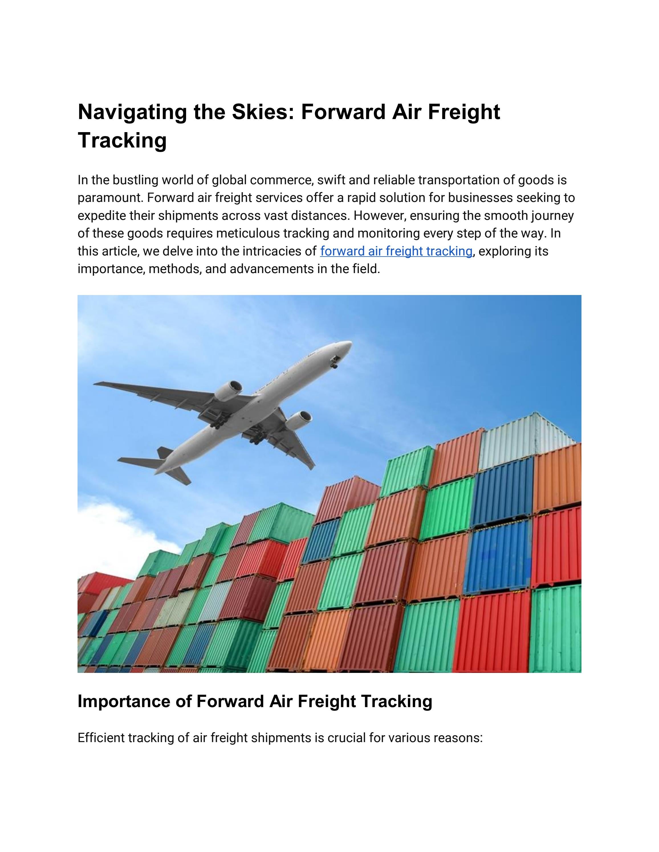 Navigating the Skies: Forward Air Freight Tracking by ICS Global ...