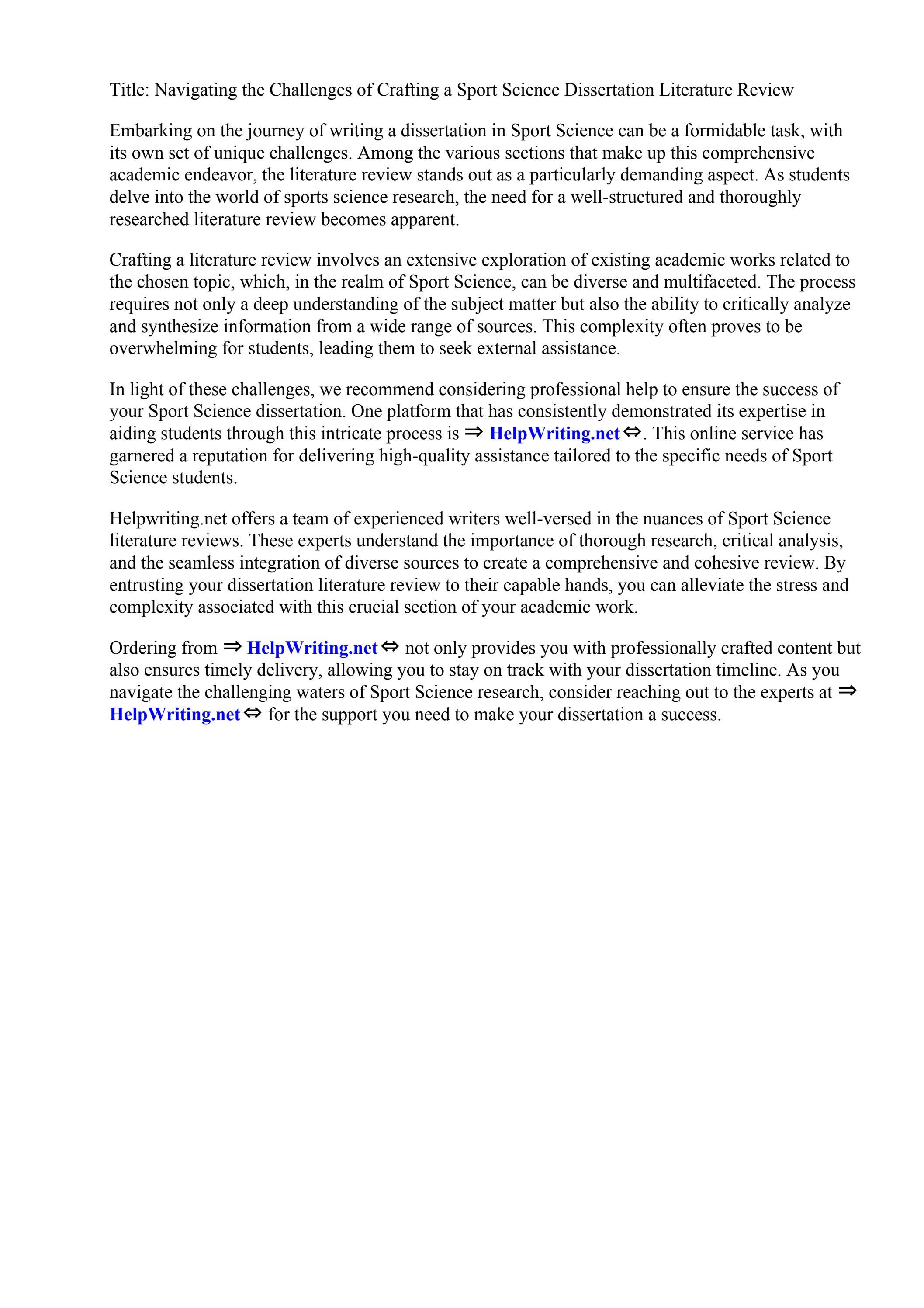 Sport Science Dissertation Literature Review by Samantha Lott Issuu