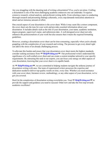 Dissertation Cover Sheet Template by Carla Carralero - Issuu