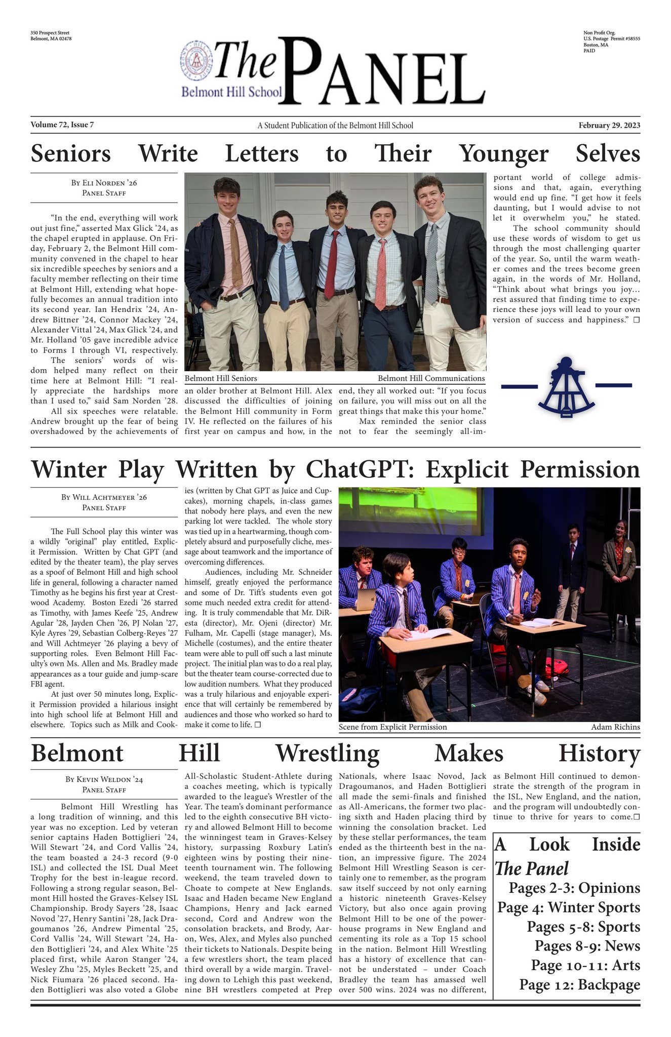 The Panel - February 29, 2024 - Volume 72, Issue 7 by Belmont Hill ...