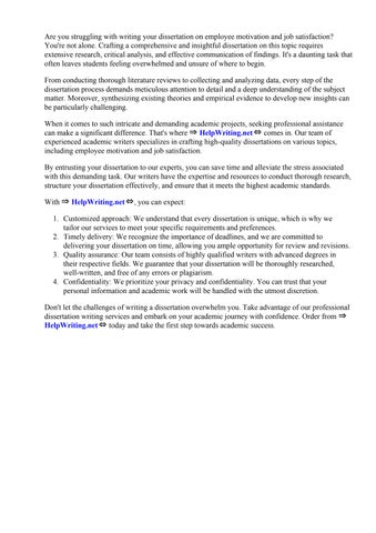 Employee Motivation And Job Satisfaction Dissertation by Allison ...