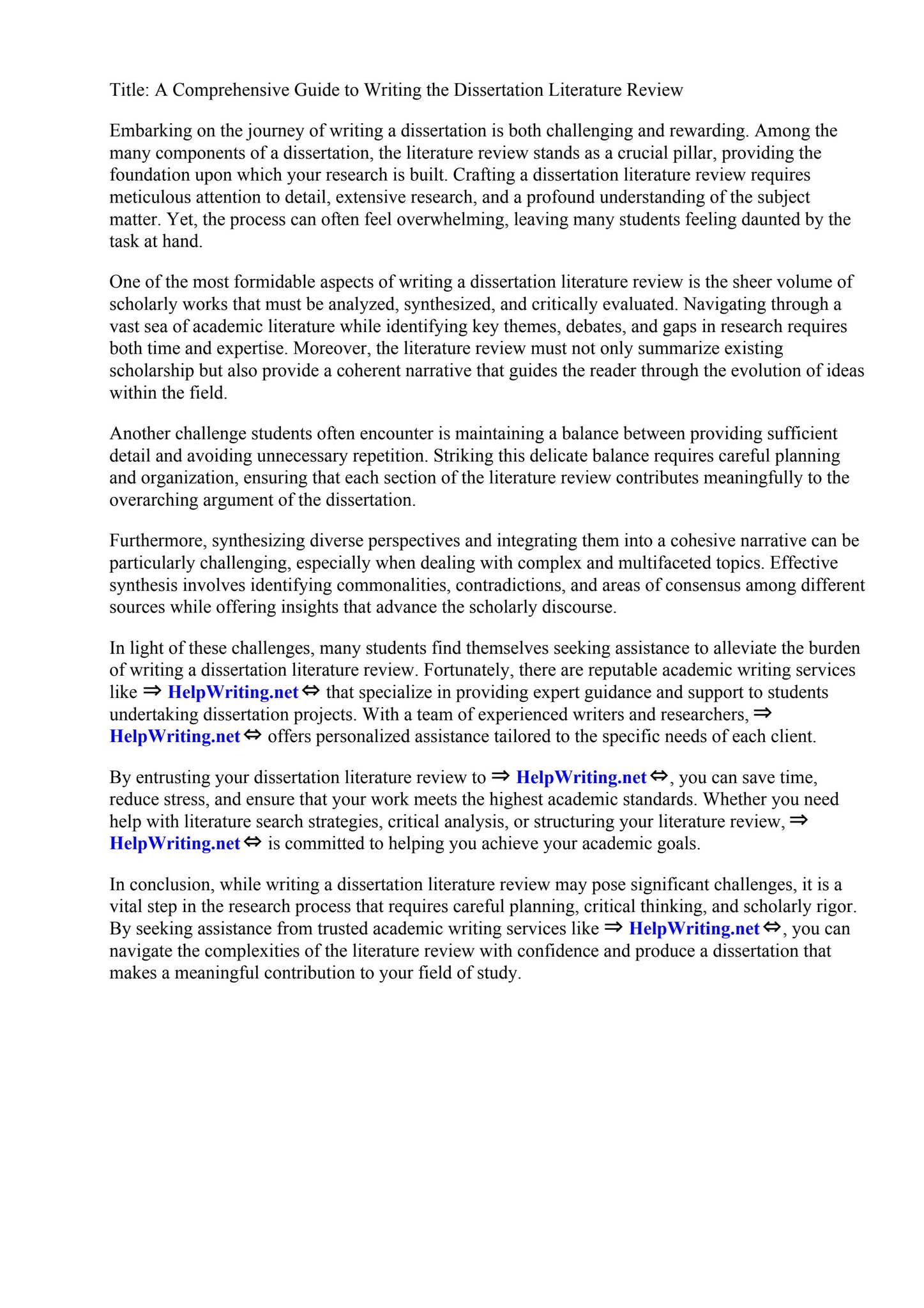 A Guide To Writing The Dissertation Literature Review Justus J Randolph ...
