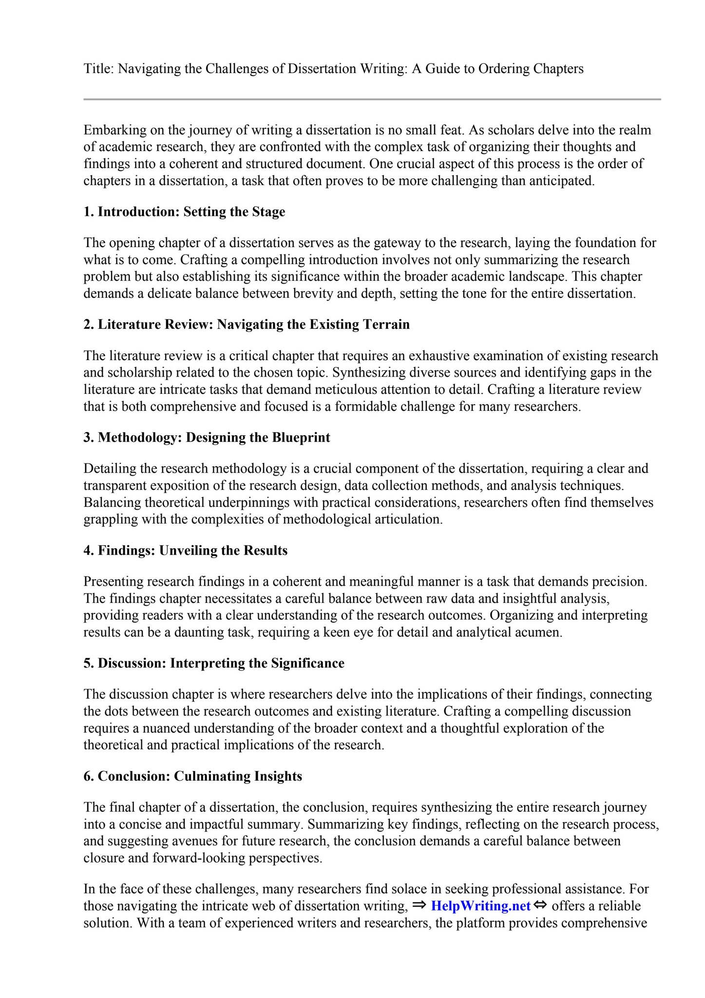 Dissertation Order Of Chapters by Shannon Lee - Issuu