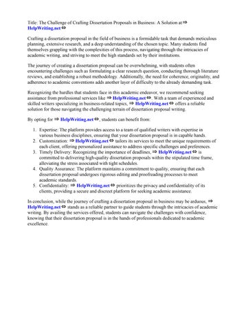 Dissertation Proposal Examples Business by Kathleen Rogers - Issuu