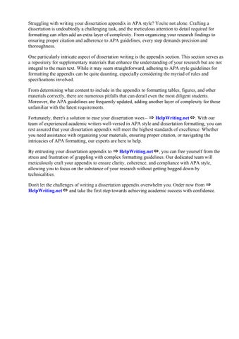 Apa Style Dissertation Appendix by Alicia Stone - Issuu