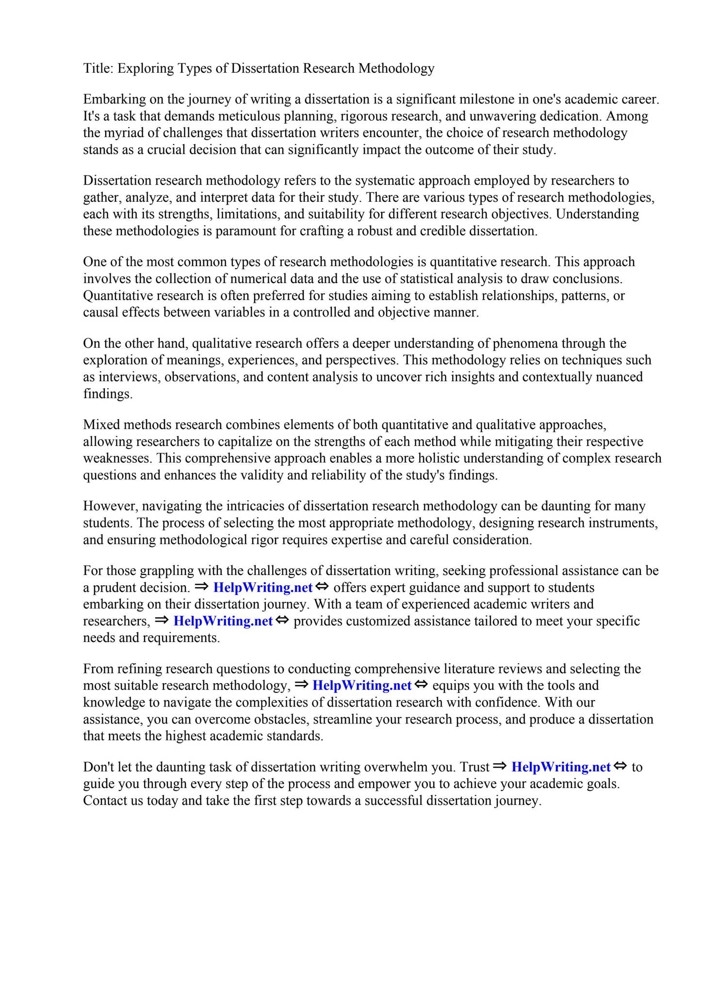 Types Of Dissertation Research Methodology by Nikki Soto - Issuu