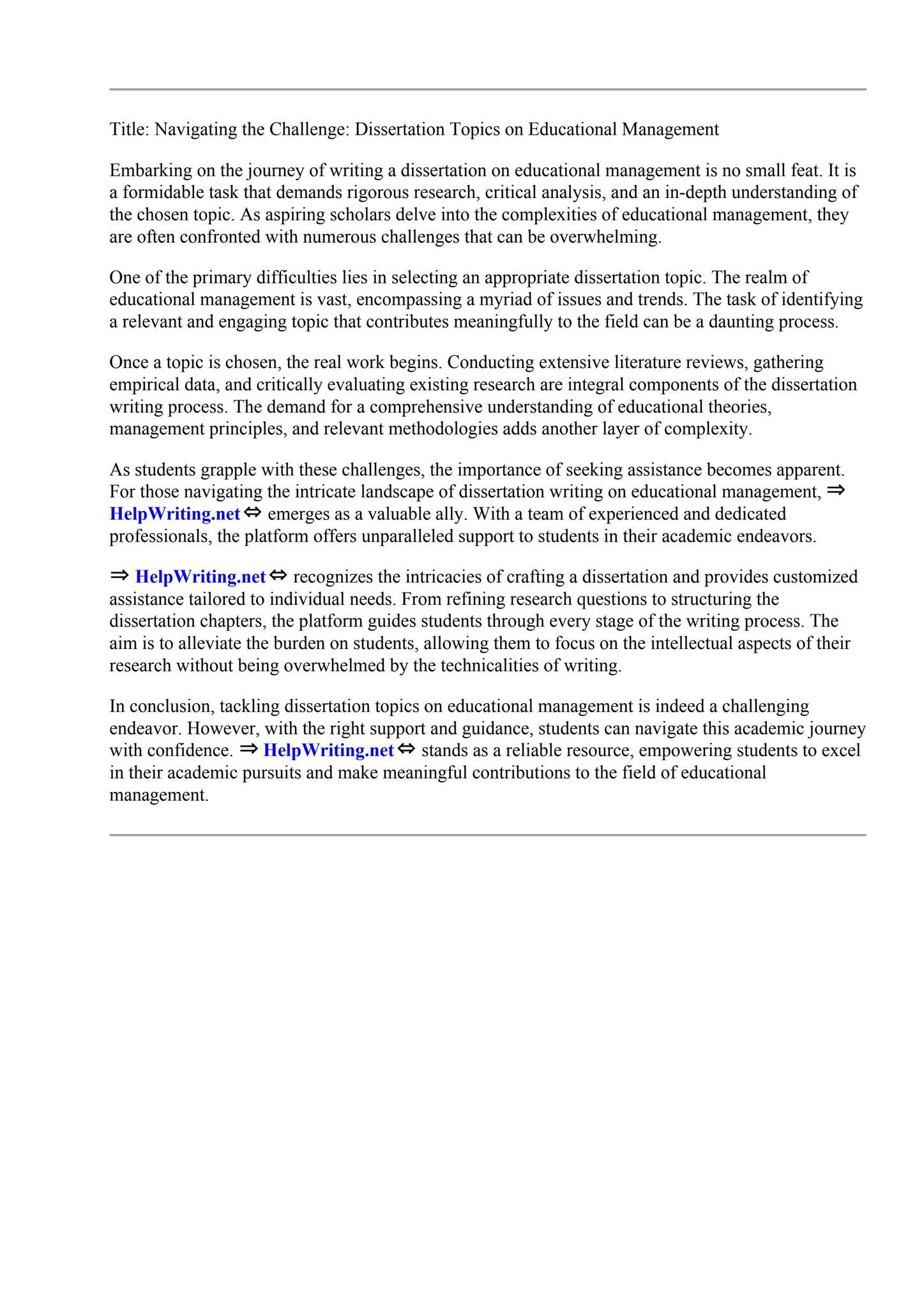 Dissertation Topics On Educational Management by Amy Henson - Issuu