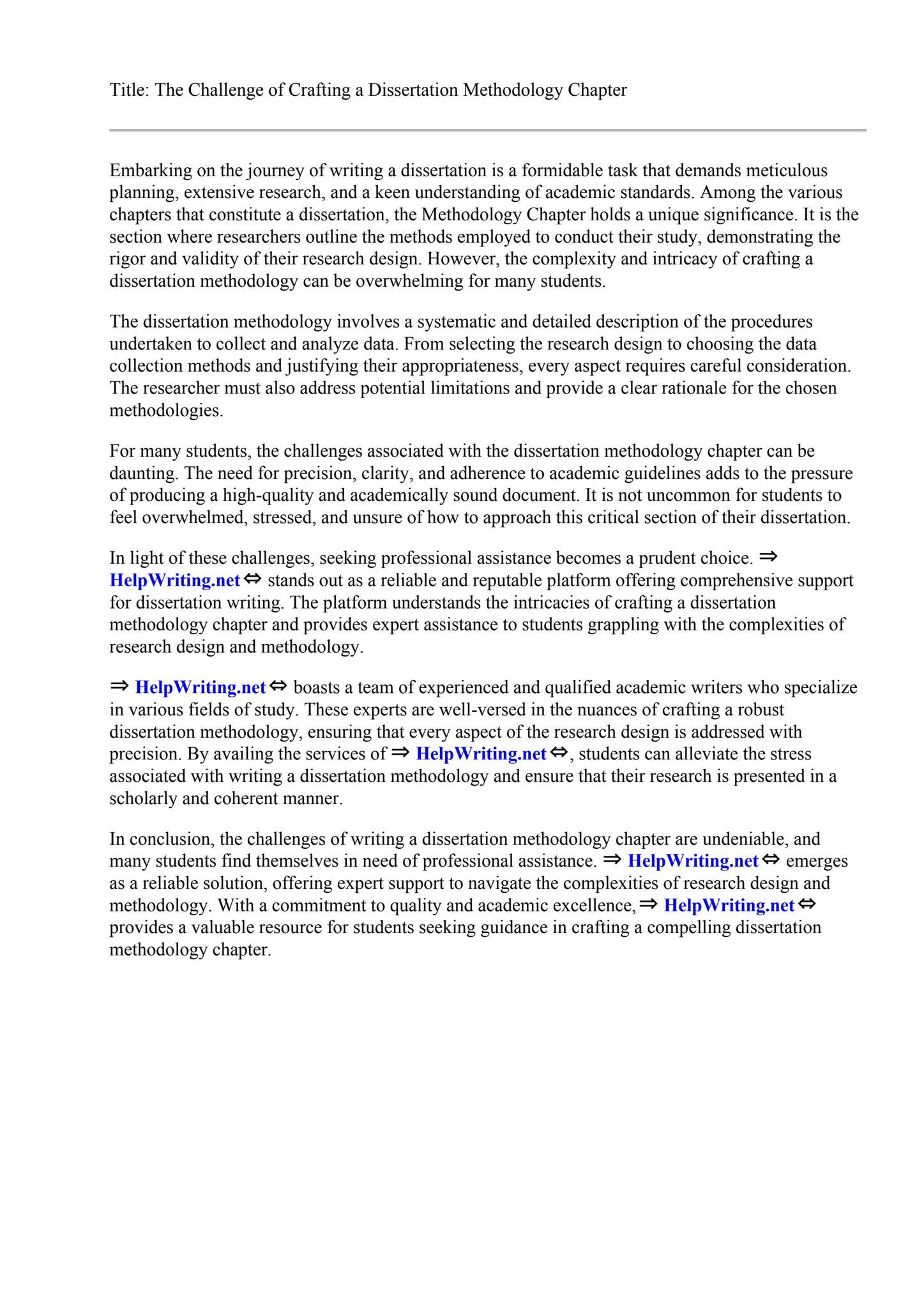 Sample Dissertation Methodology Chapter by Anna Goans - Issuu
