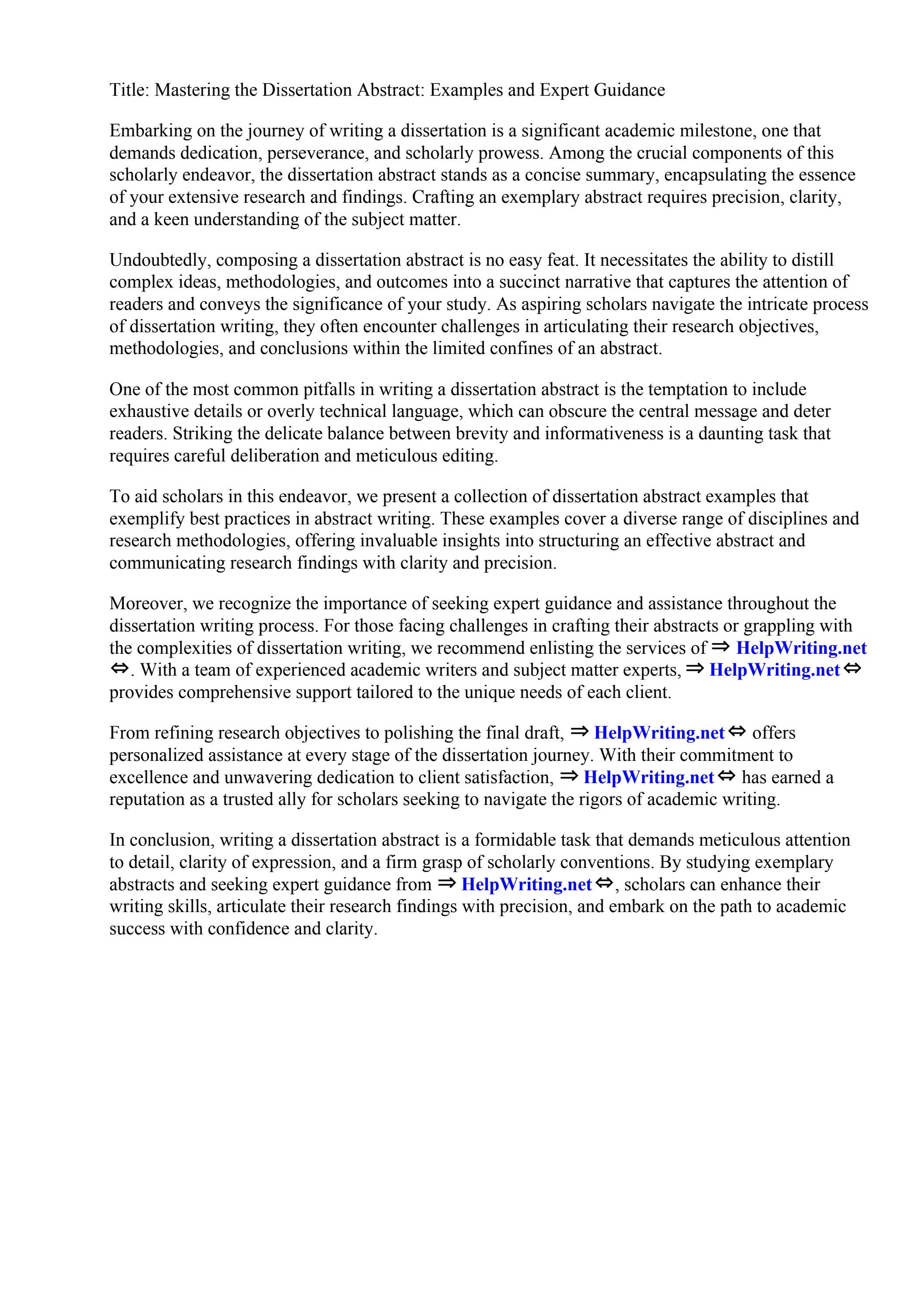 Writing A Dissertation Abstract Examples by Brittany Miller - Issuu