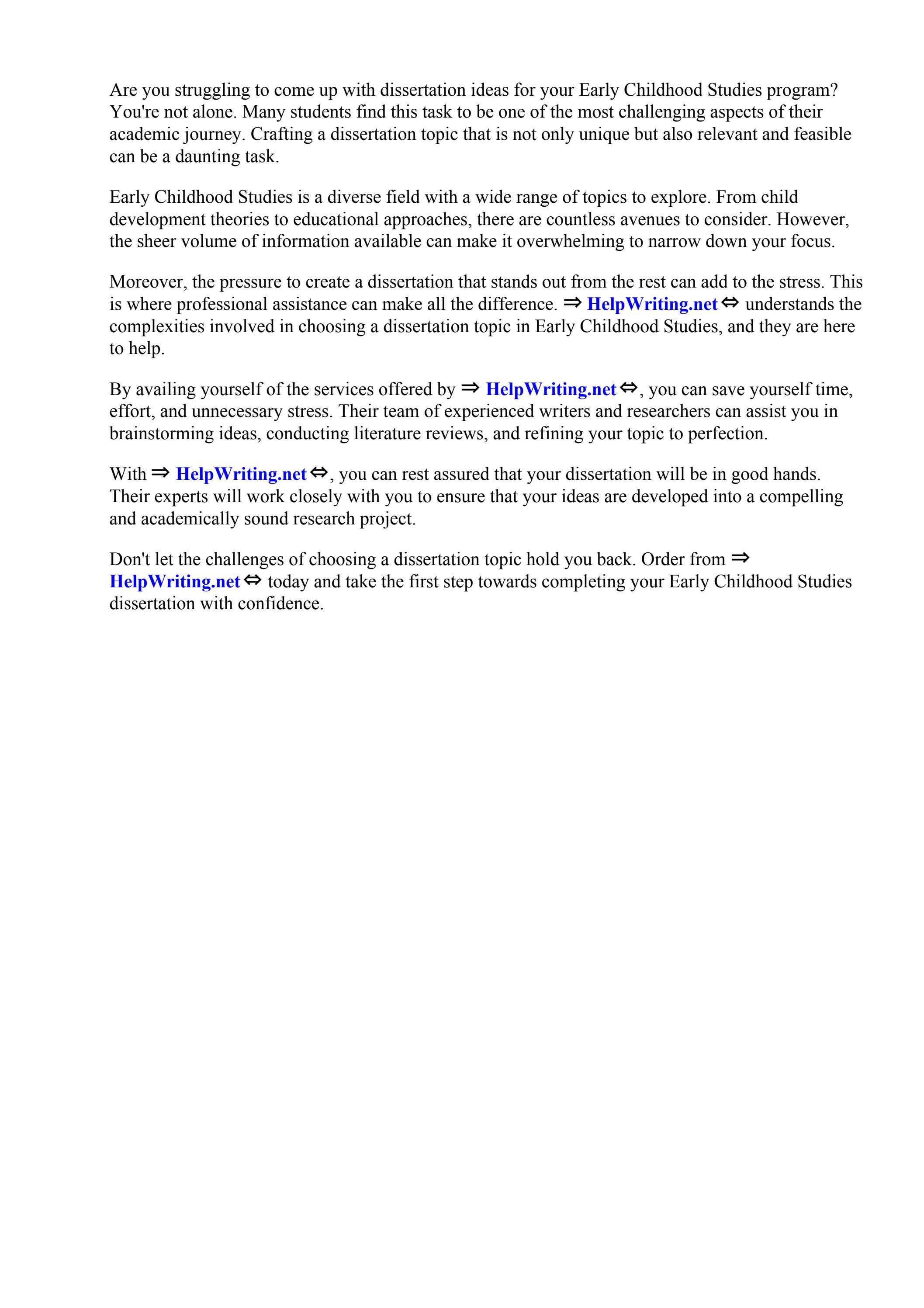 Dissertation Ideas Early Childhood Studies by Mia Perry Issuu