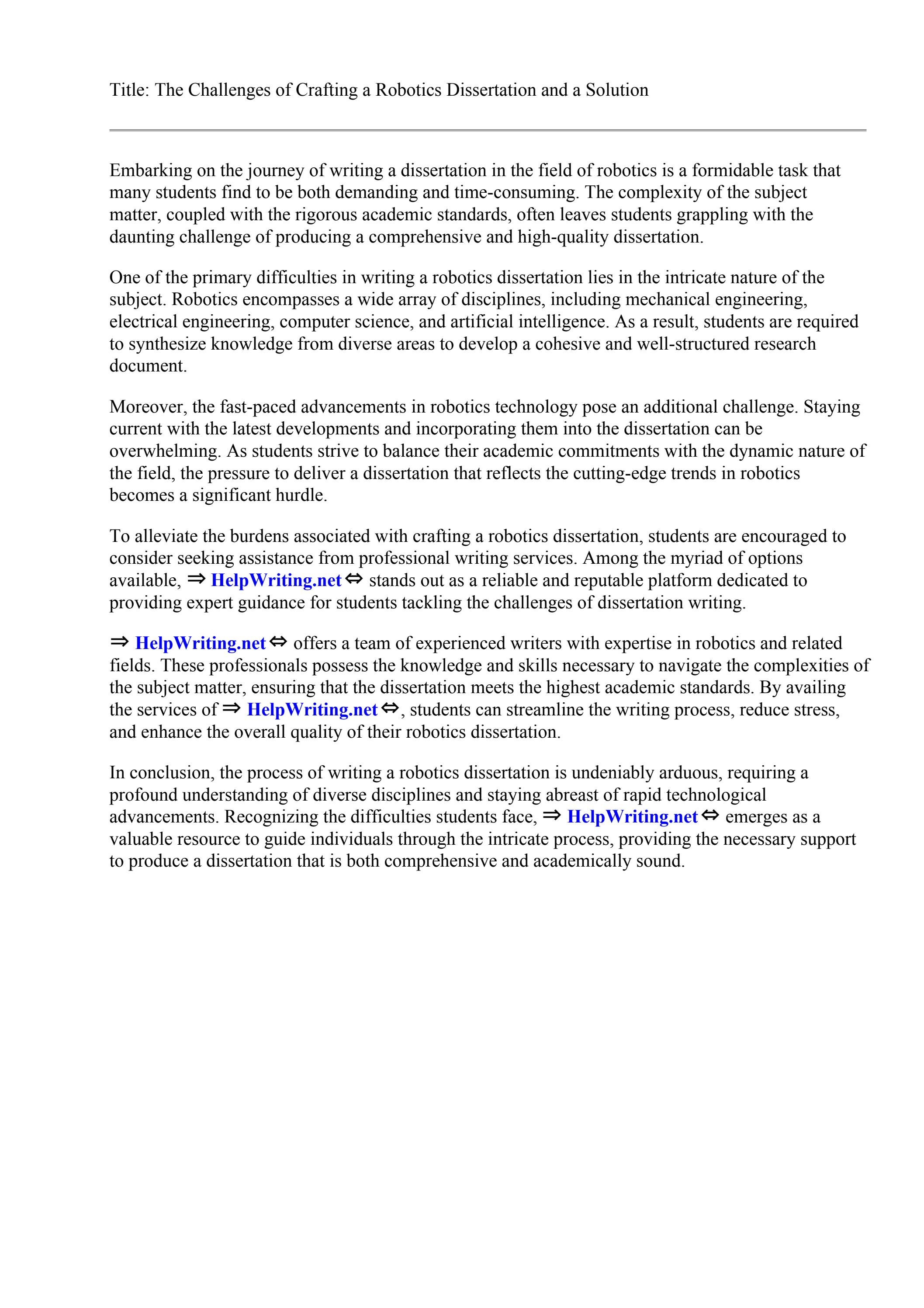 Robotics Dissertation by Shelley Welch - Issuu