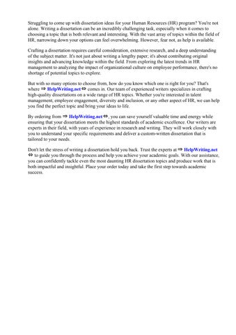 Dissertation Ideas For Human Resources by Amber Dapremont - Issuu