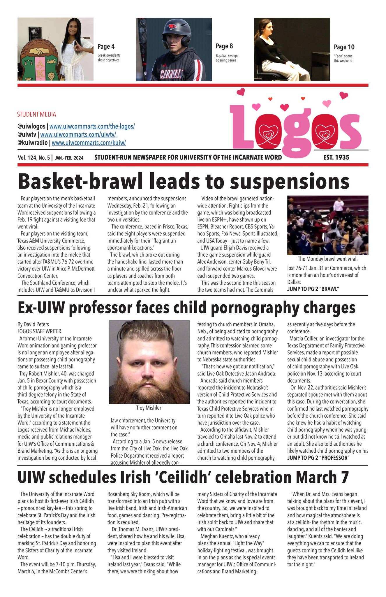 LOGOS Vol. 124 No.5 | JANUARY- FEBURARY by UIW LOGOS Newspaper - Issuu