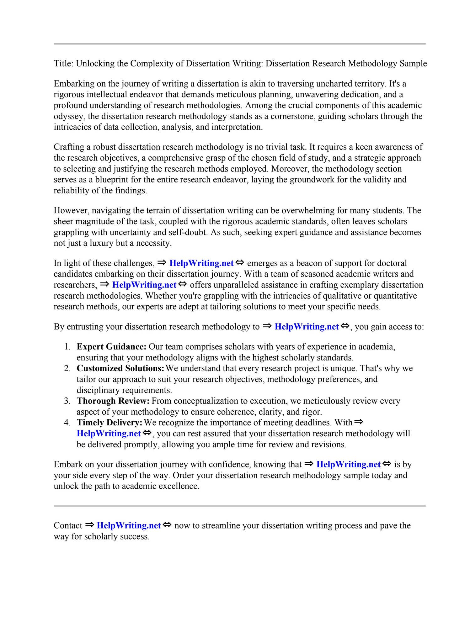 Dissertation Research Methodology Sample by Anita Lewis - Issuu