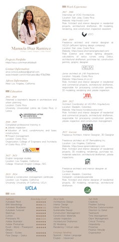 Resume by Manuela Díaz • Architect • Interior Designer • Urban Planner ...