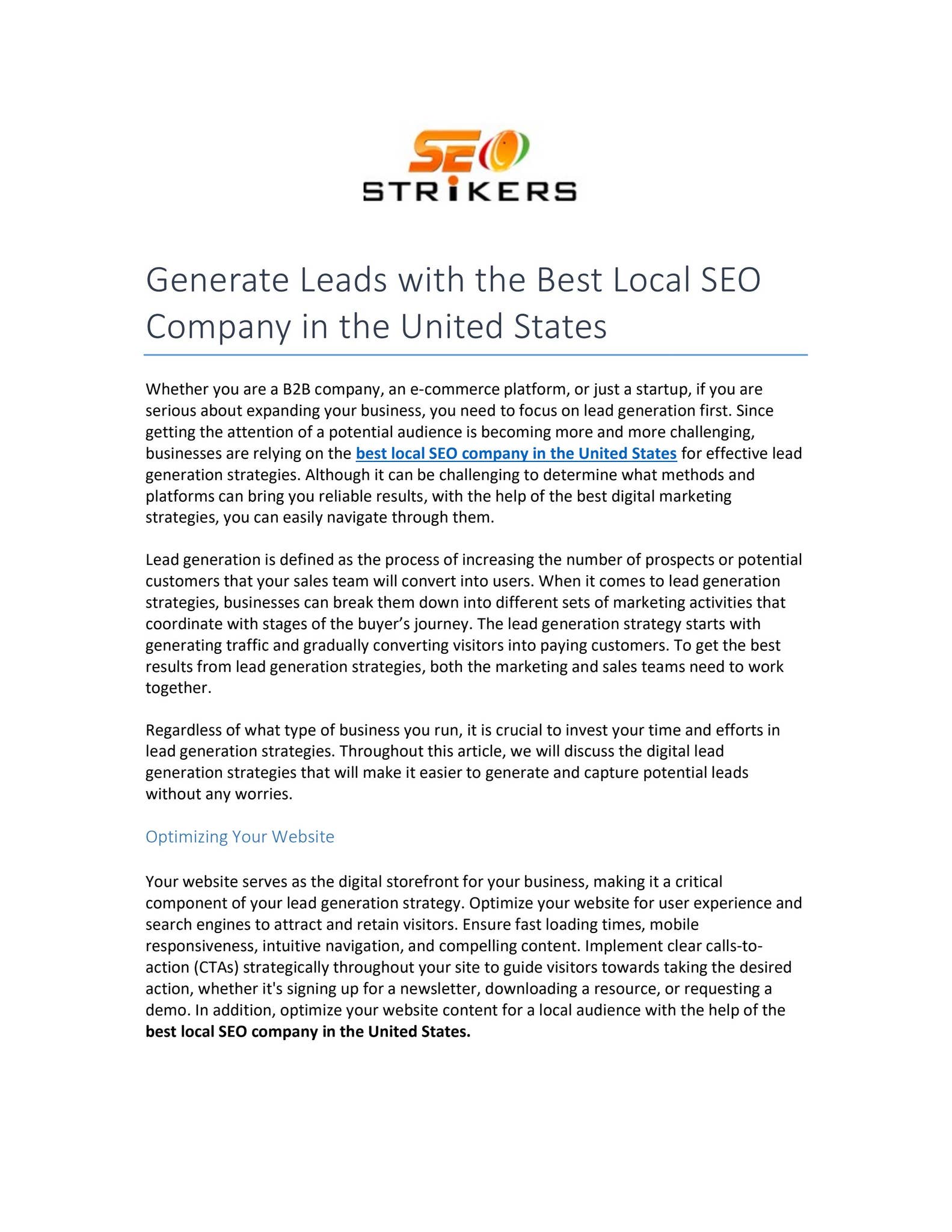 Generate Leads with the Best Local SEO Company in the United States by ...