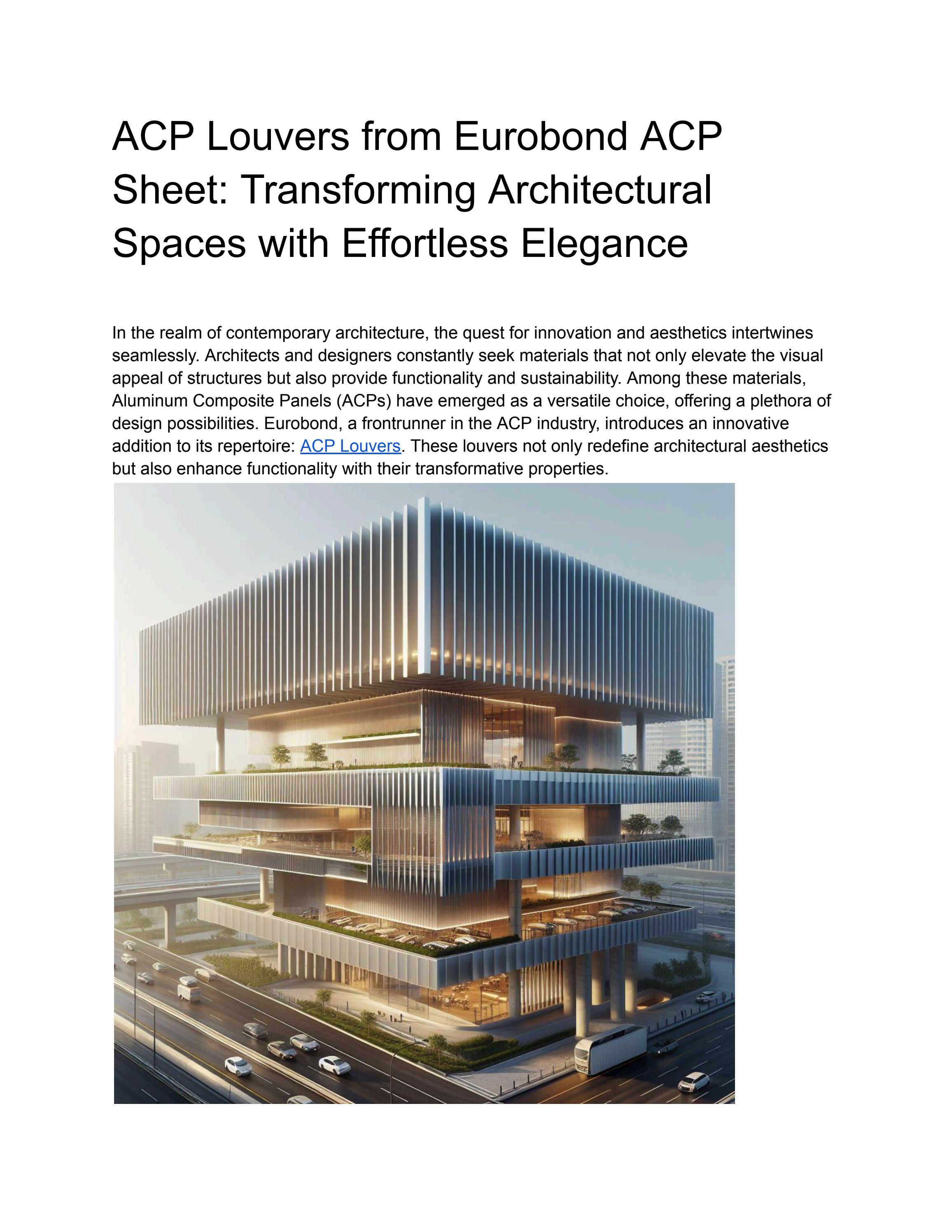 ACP Louvers from Eurobond ACP Sheet: Transforming Architectural Spaces ...