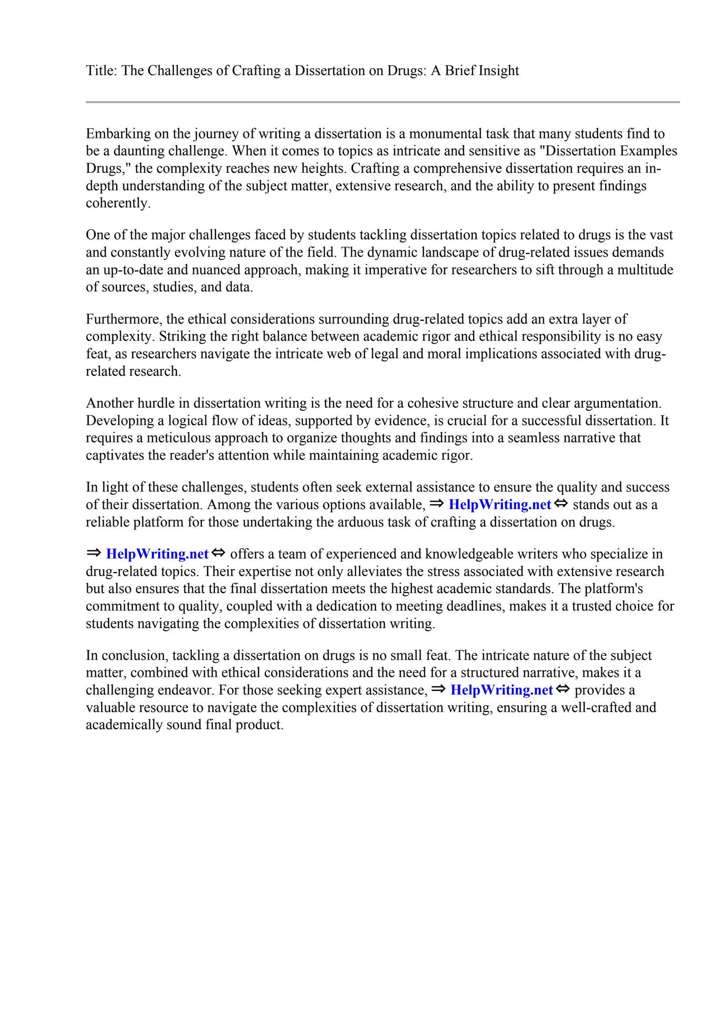 Dissertation Examples Drugs by Michelle Trenda - Issuu