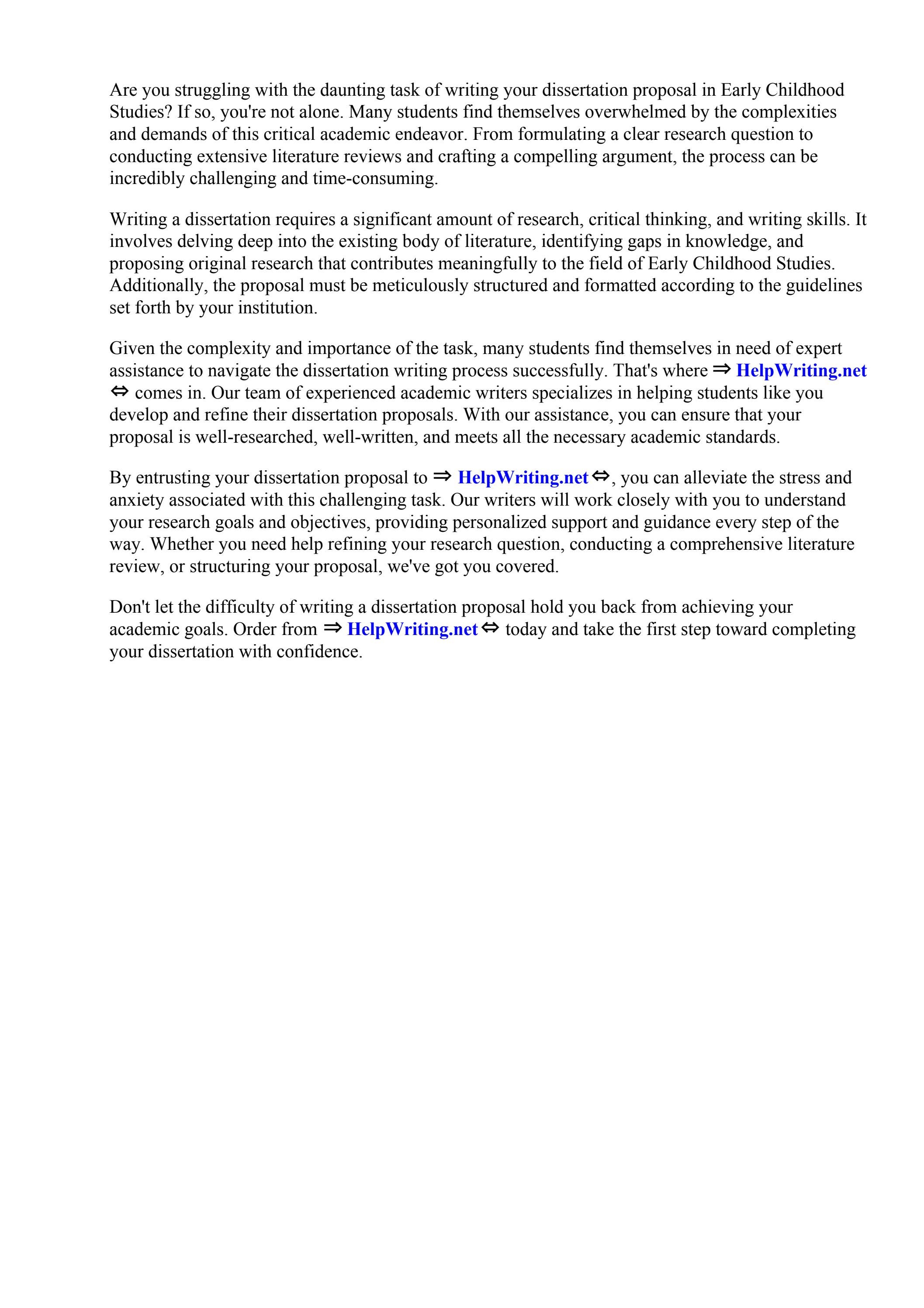 Dissertation Proposal Early Childhood Studies by Soila Bone Issuu