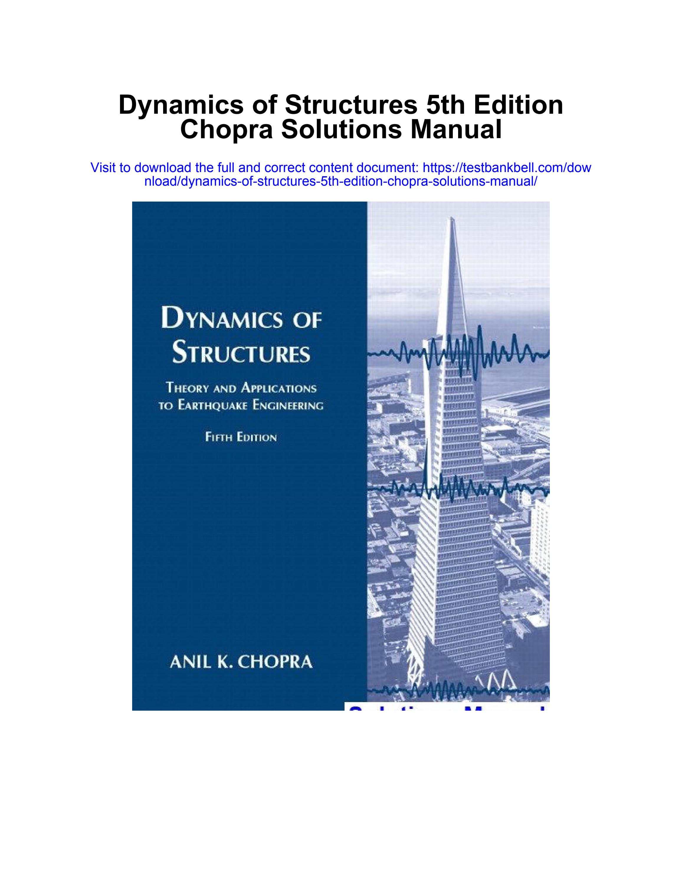 Dynamics of structures 5th edition chopra solutions manual by heriberto ...