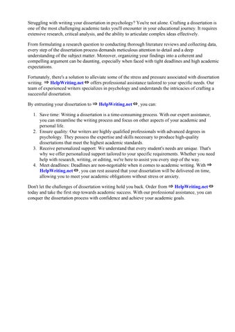 Dissertation Psychology Example by Yvonne Madison - Issuu