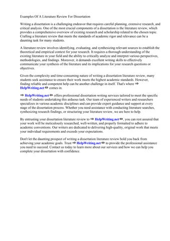 Examples Of A Literature Review For Dissertation by Sarah Young - Issuu