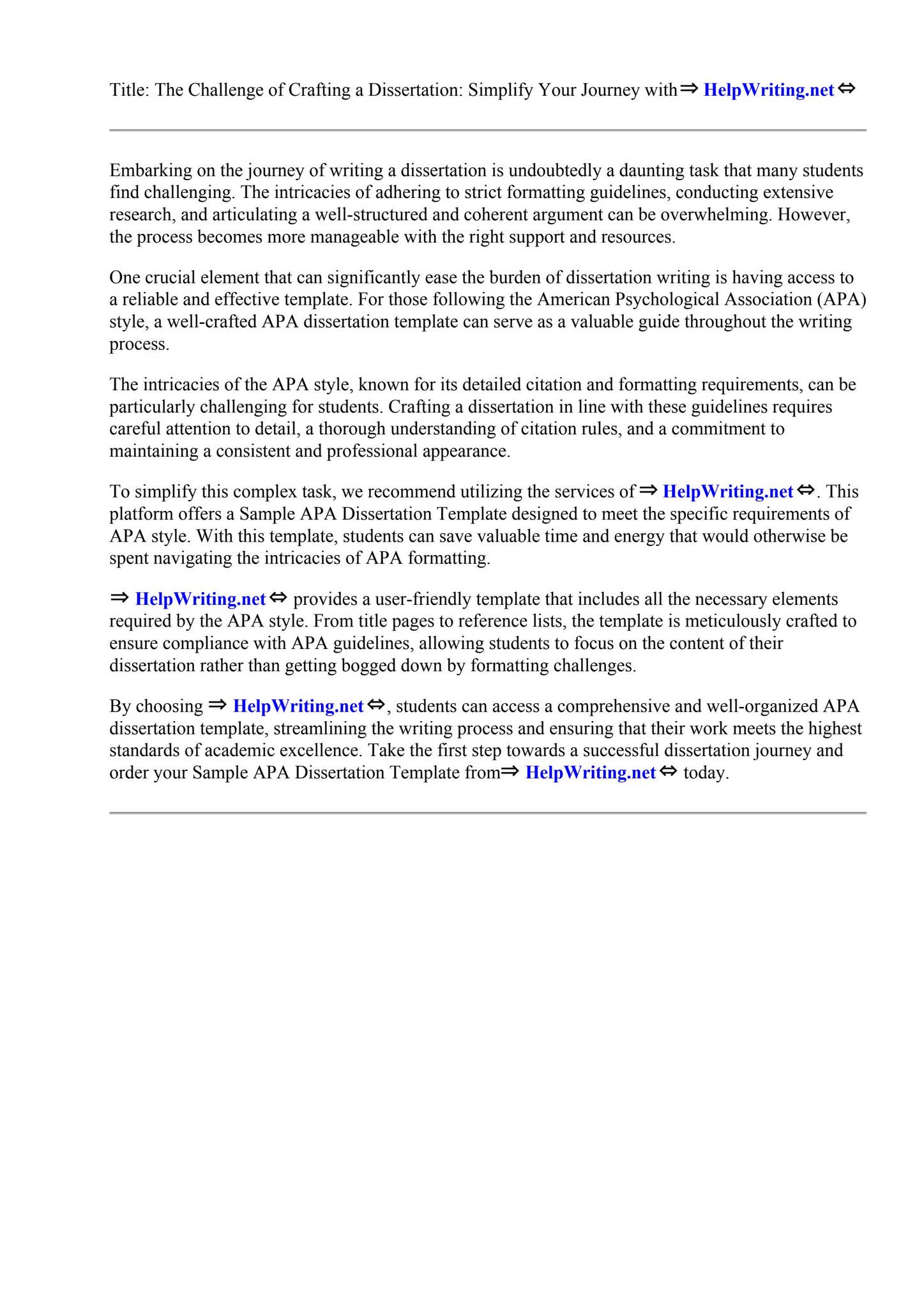 Sample Apa Dissertation Template by Tracy Lawson - Issuu