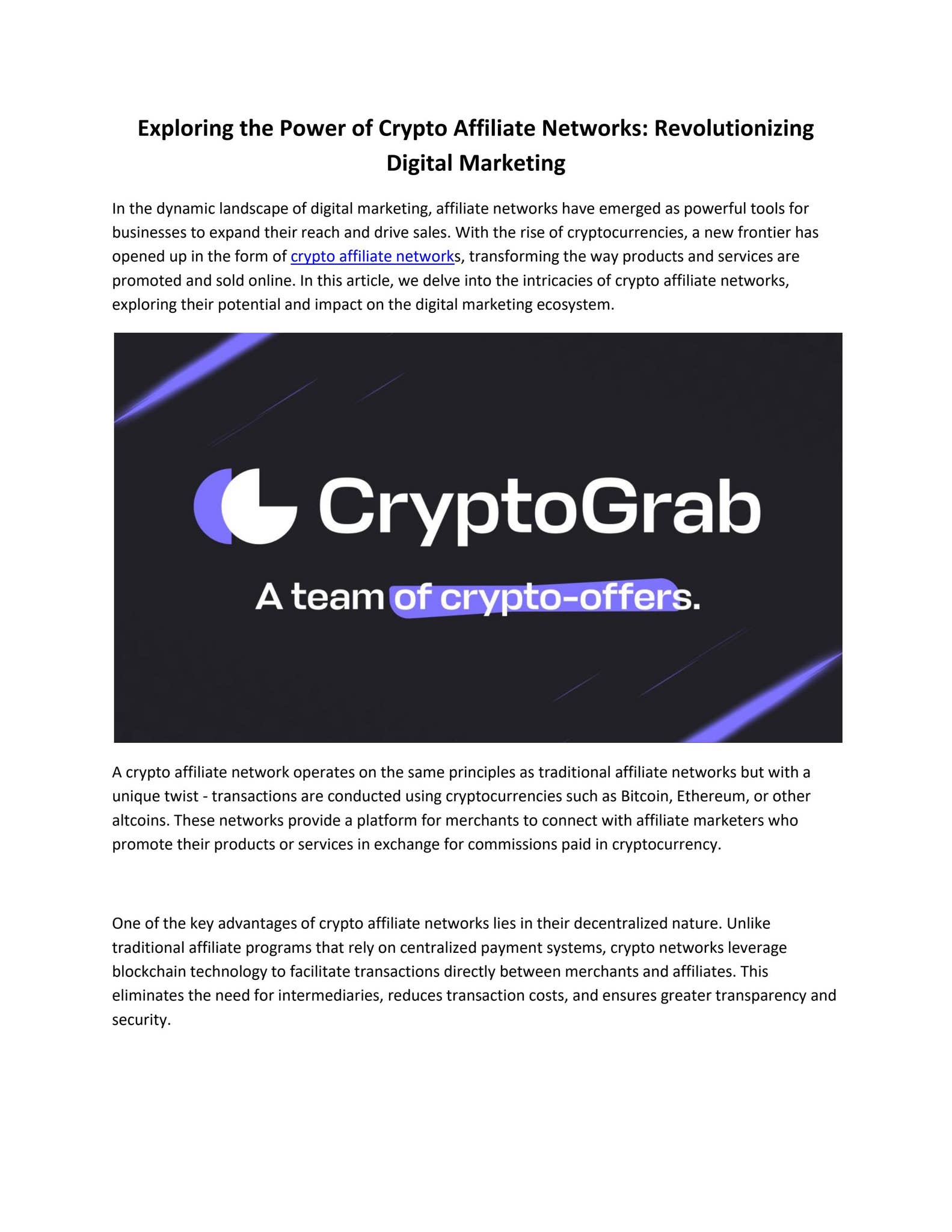 crypto affiliate network by thomasByru127 - Issuu