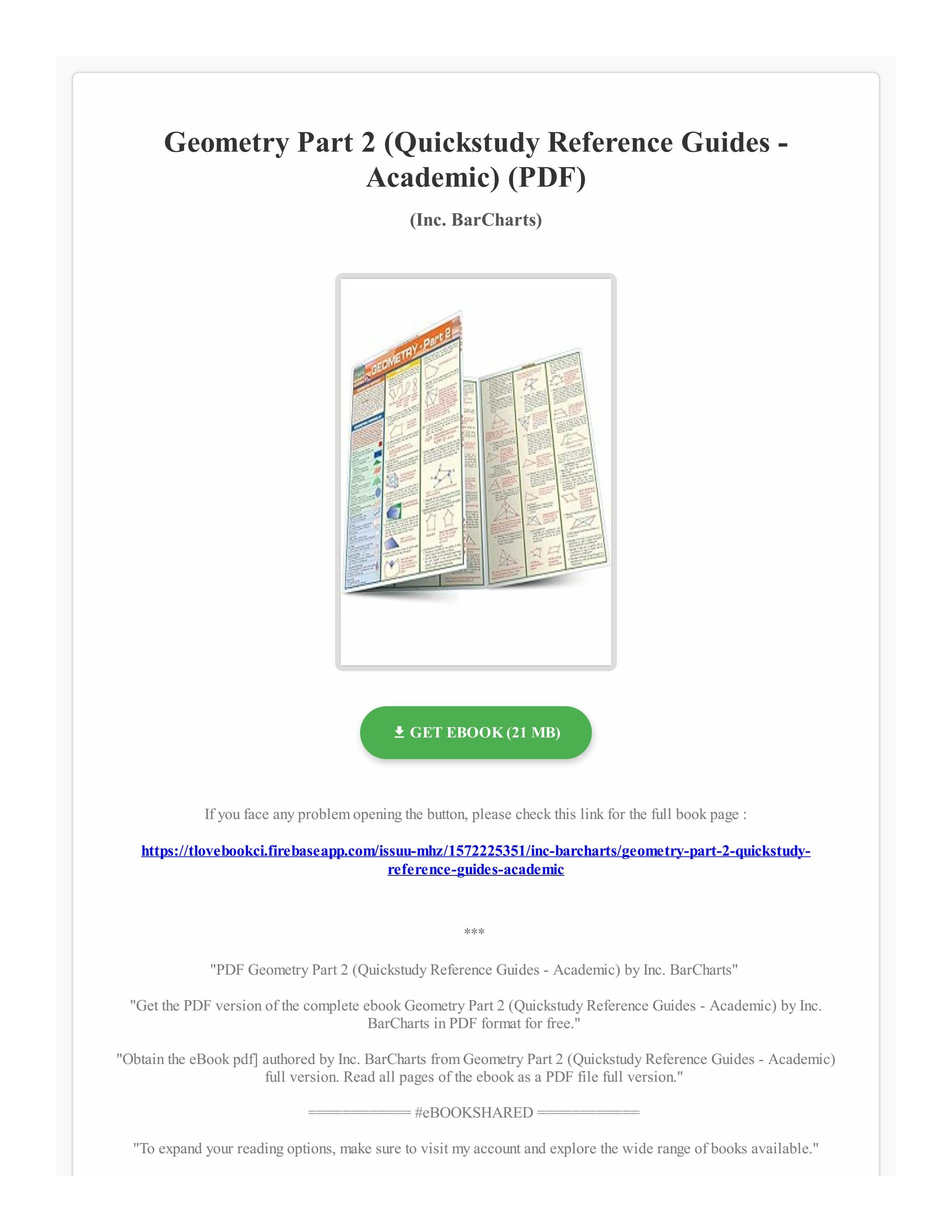 PDF Geometry Part 2 (Quickstudy Reference Guides - Academic) by Inc. BarCharts by JohnsonVtl - Issuu