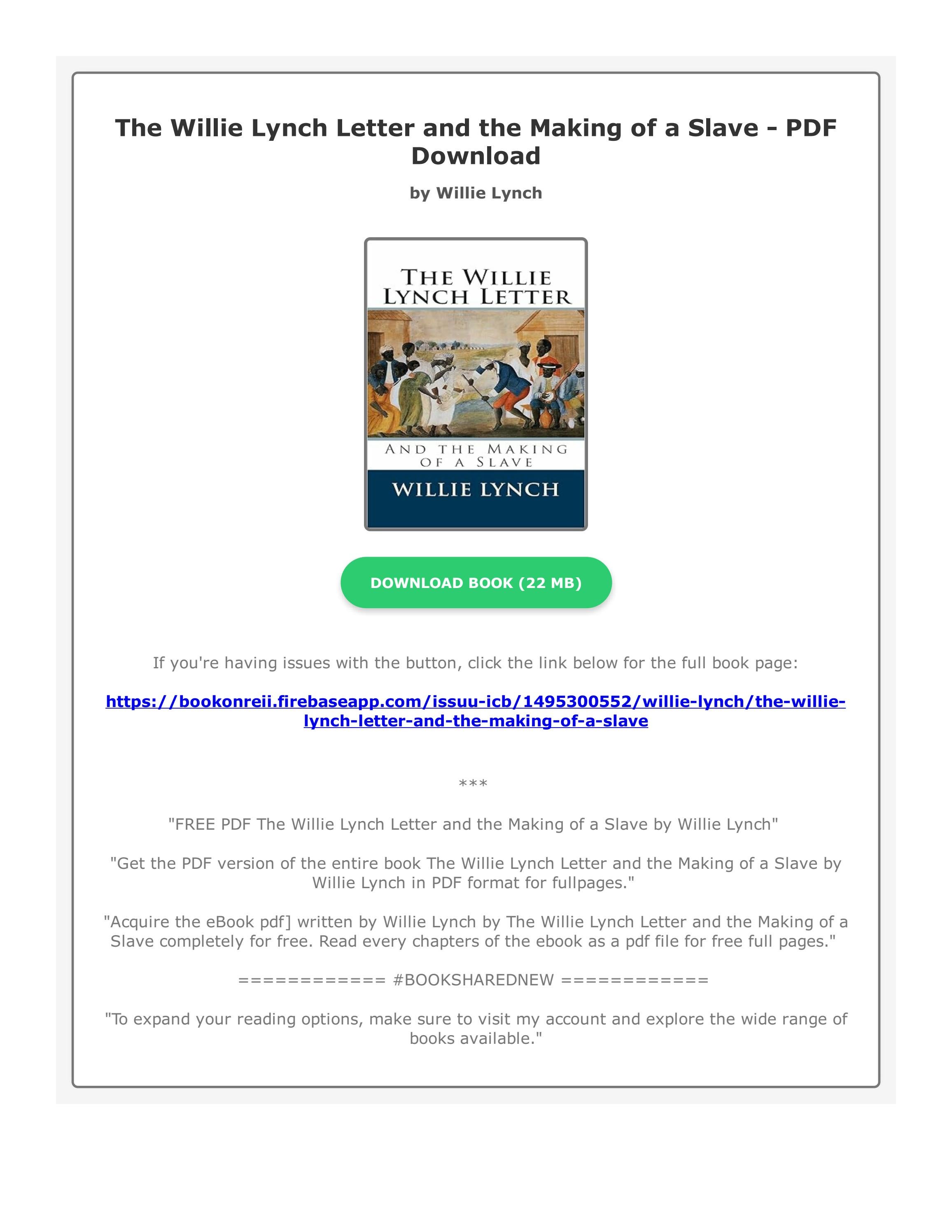 Willie Lynch Letter Pdf: A Critical Analysis And Historical Context - r9gs0e8