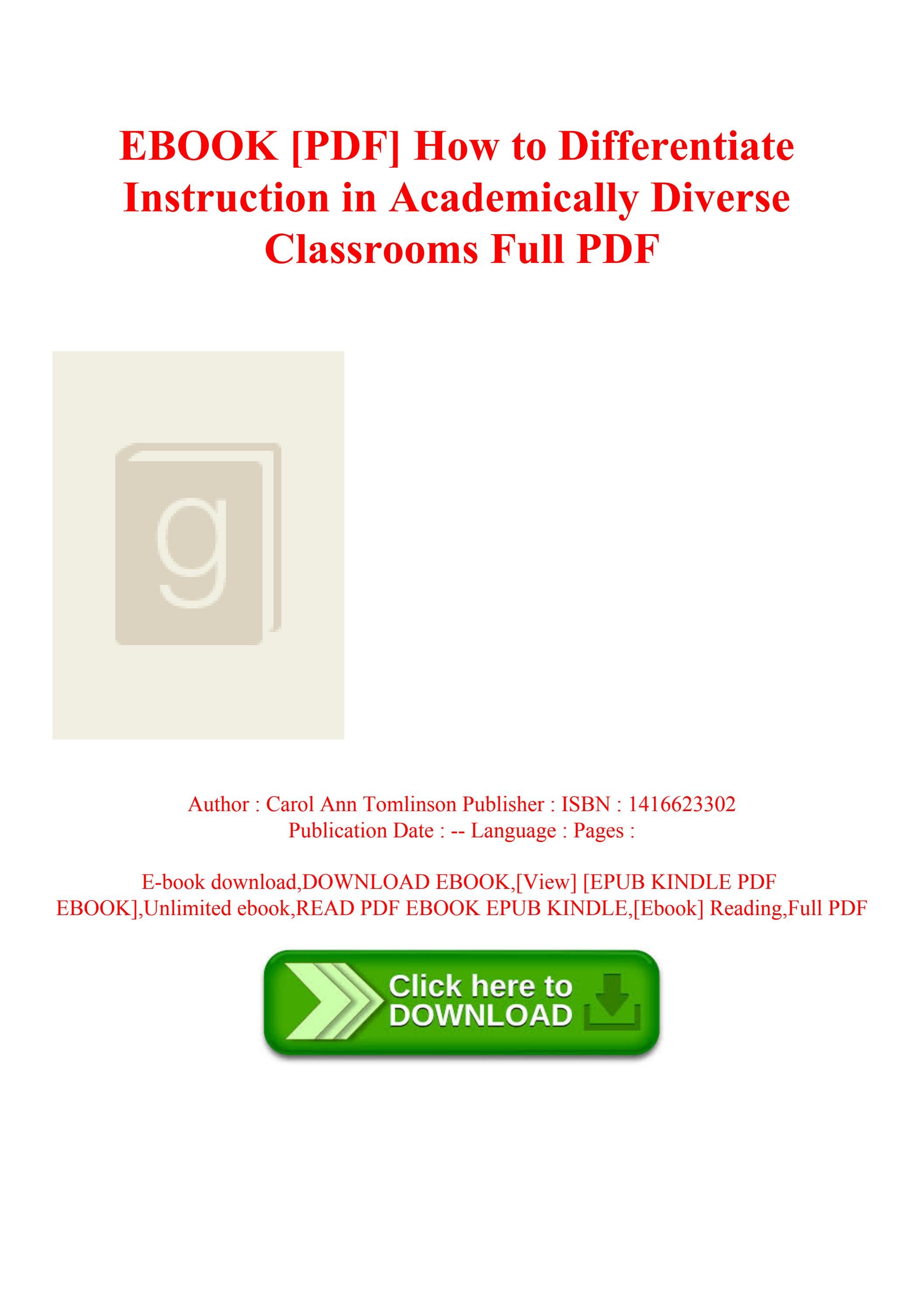 Ebook pdf how to differentiate instruction in academically diverse