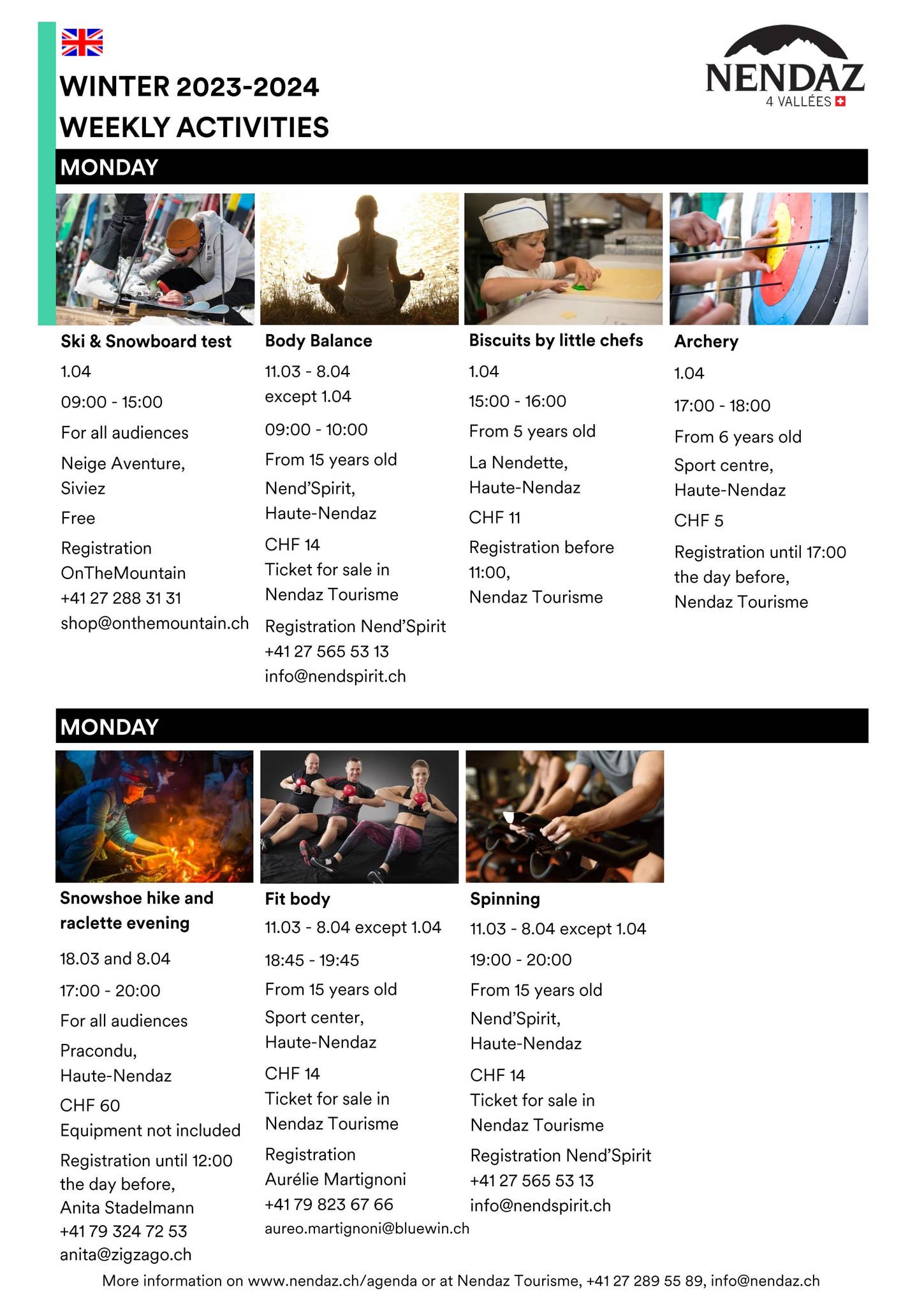 Weekly activities programm by Nendaz Tourisme - Issuu