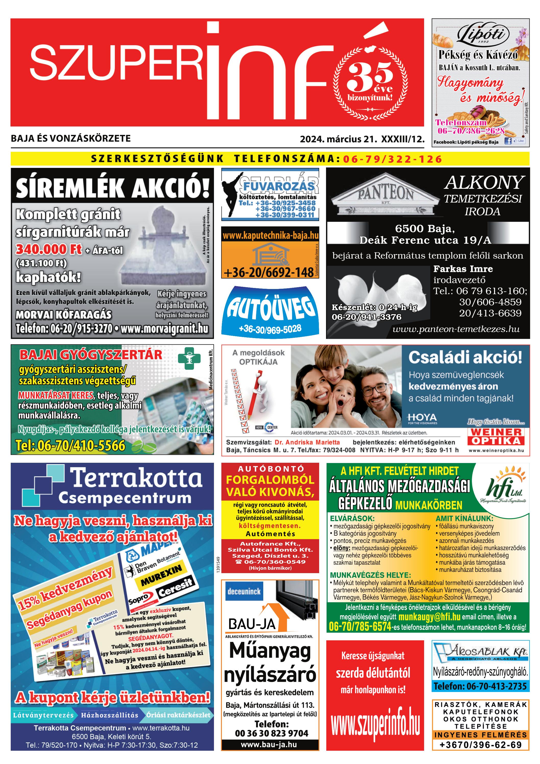 Szuperinfó Baja - 2024.03.21. by szuperinfo - Issuu