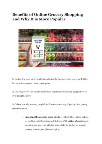 Benefits of Online Grocery Shopping and Why It is More Popular