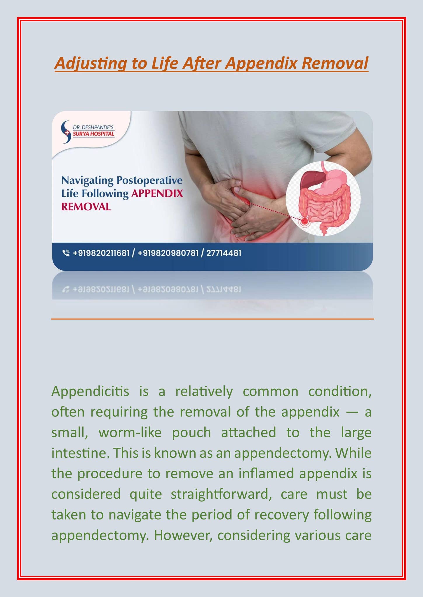 Operating His Own Appendix Adjusting to Life After Appendix Removal Surgery by Ridhima Ghosh - Issuu