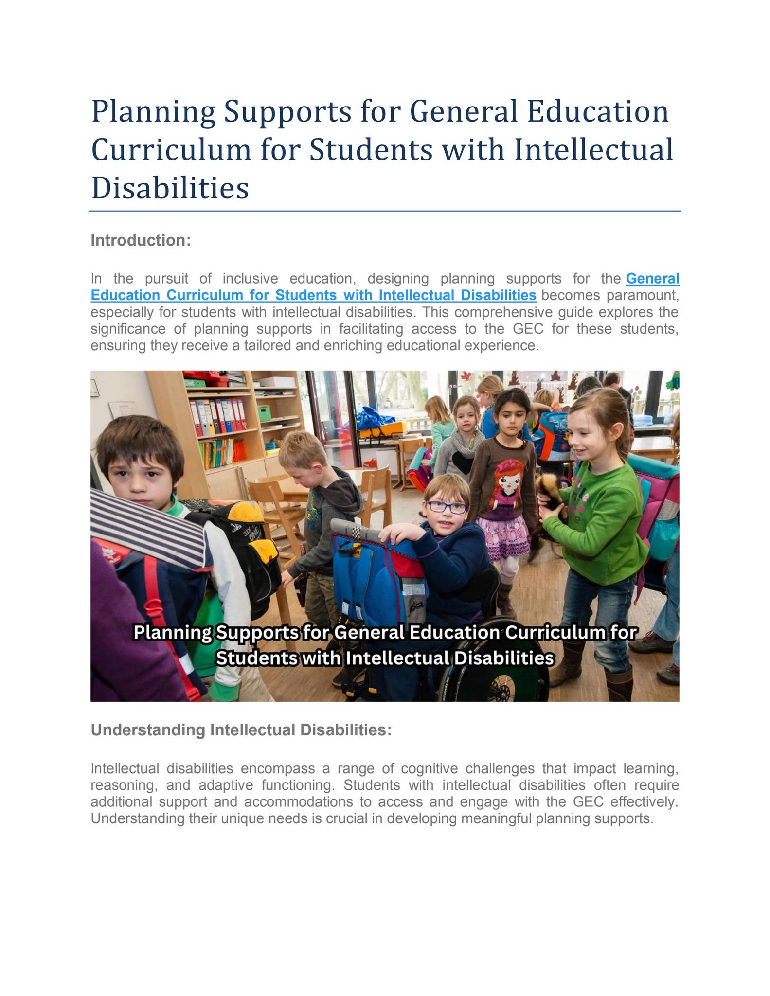 Supports for General Education Curriculum for Students with ...
