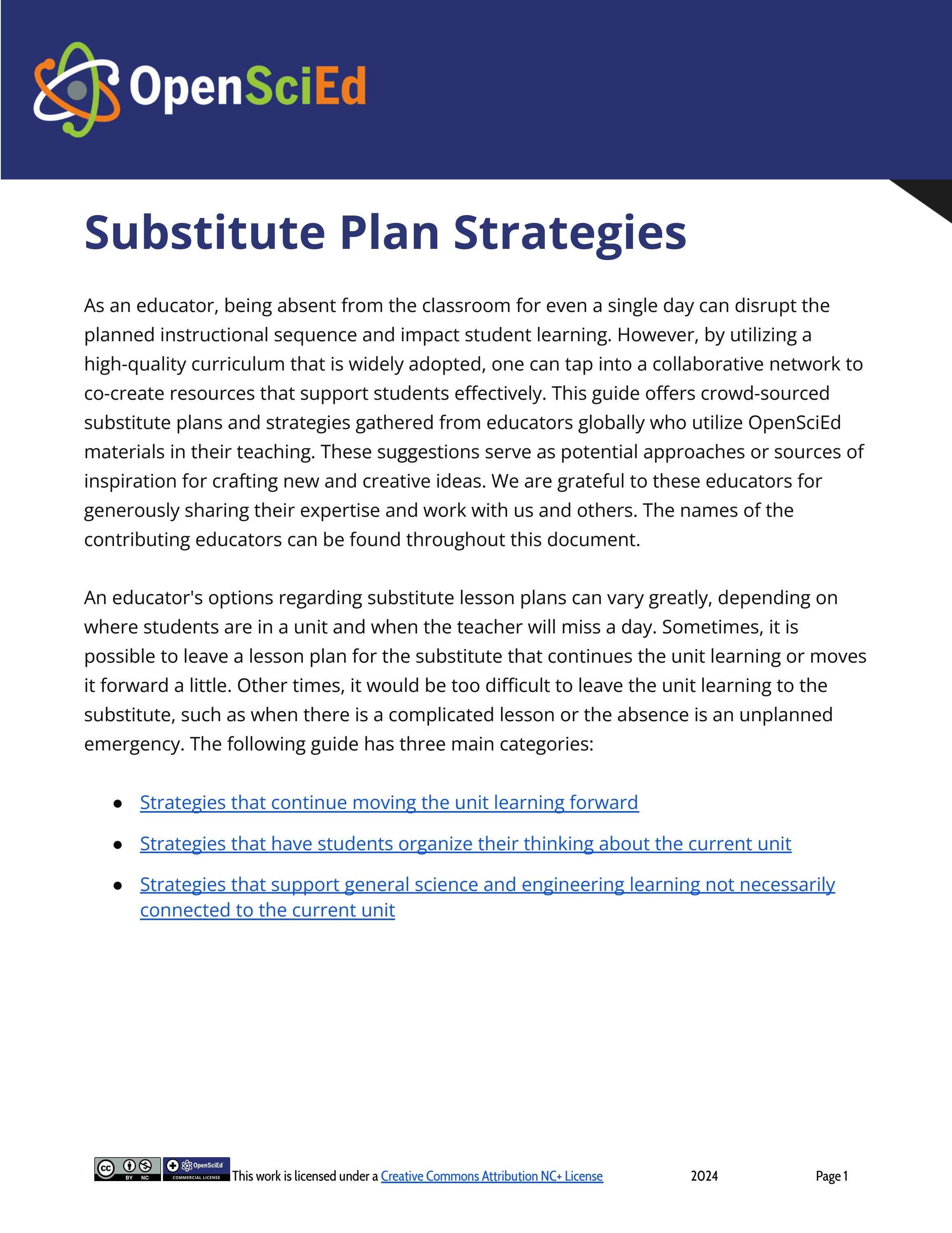 Substitute Plan Strategies by openscied - Issuu