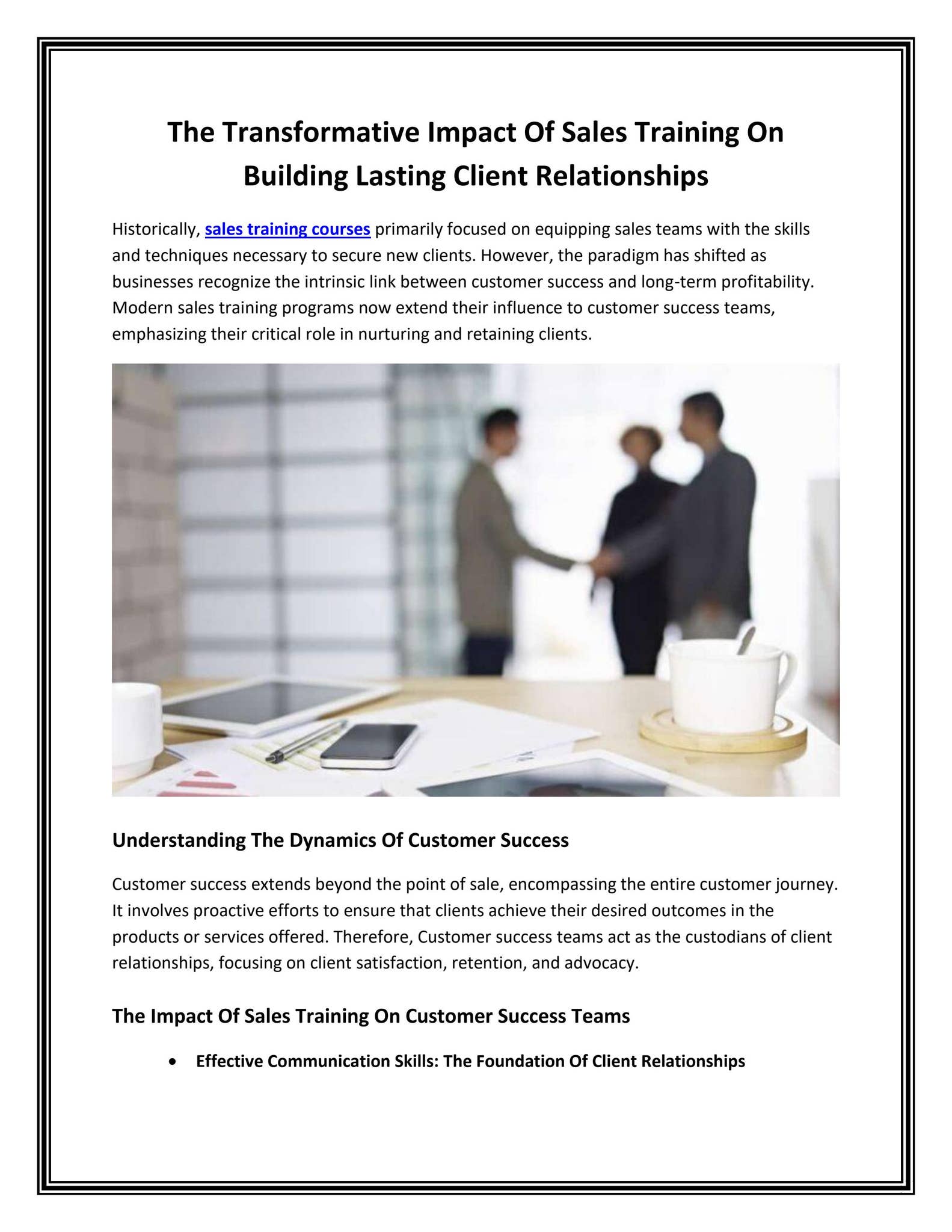 The Transformative Impact Of Sales Training On Building Lasting Client ...