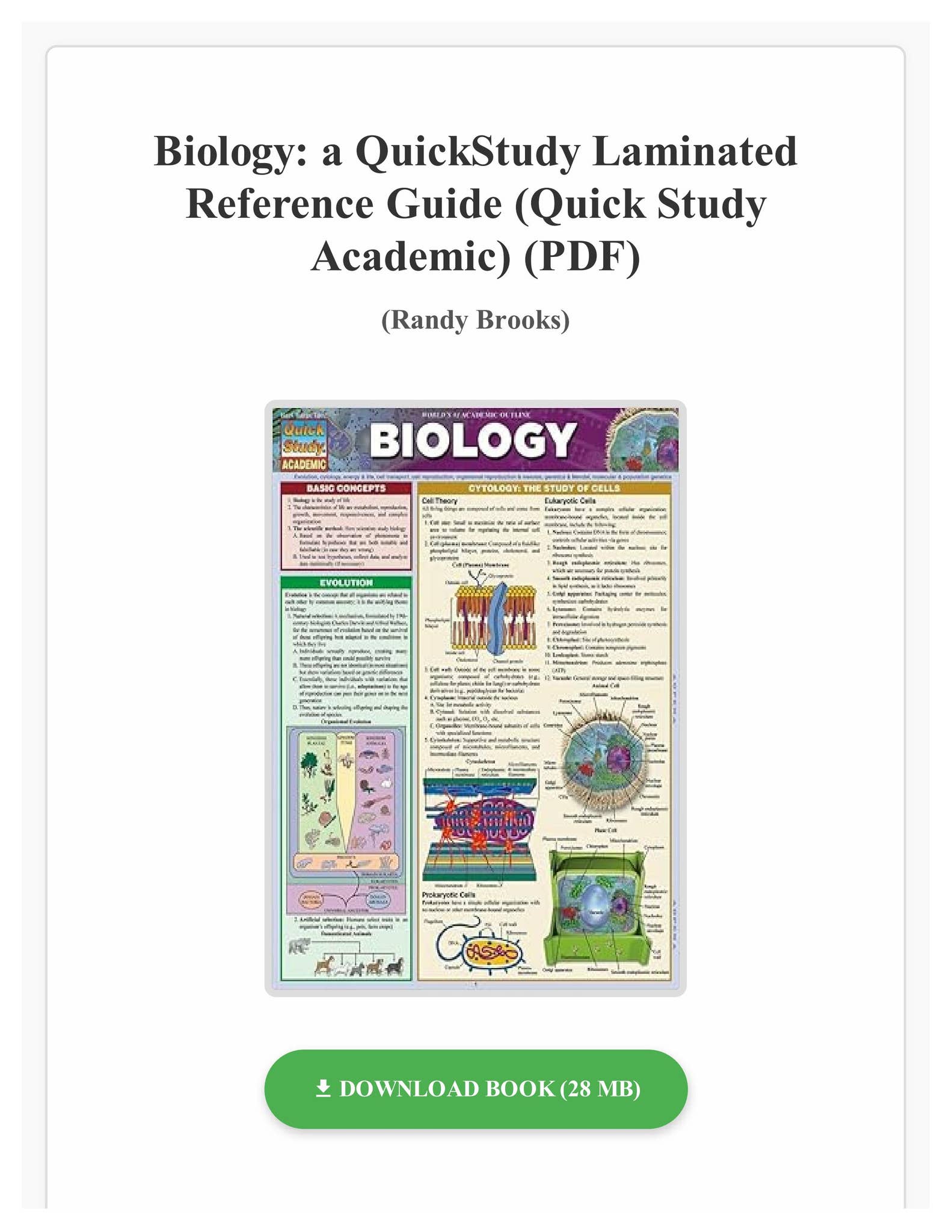 FREE) (PDF) Biology: a QuickStudy Laminated Reference Guide