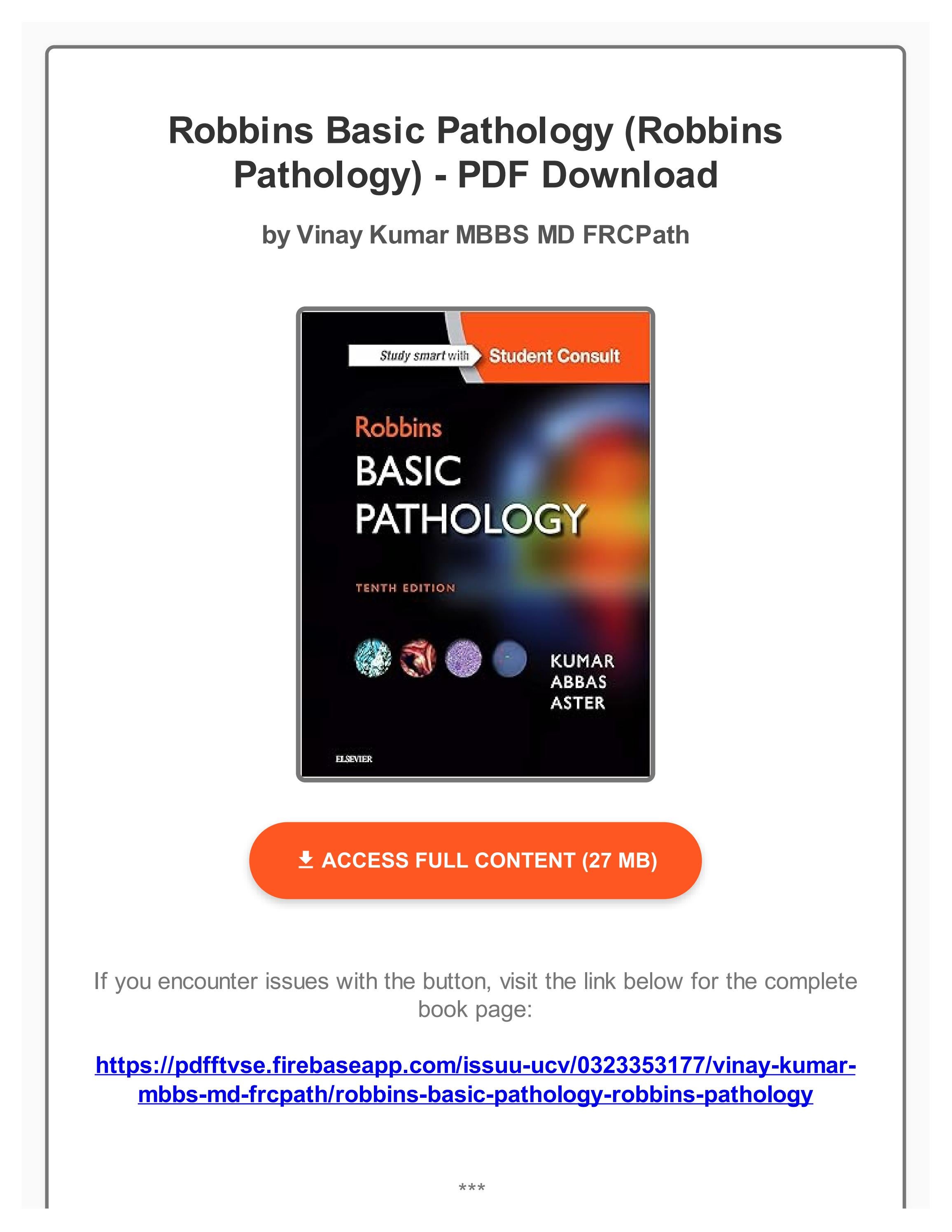 FREE PDF Robbins Basic Pathology (Robbins Pathology) by Vinay Kumar ...