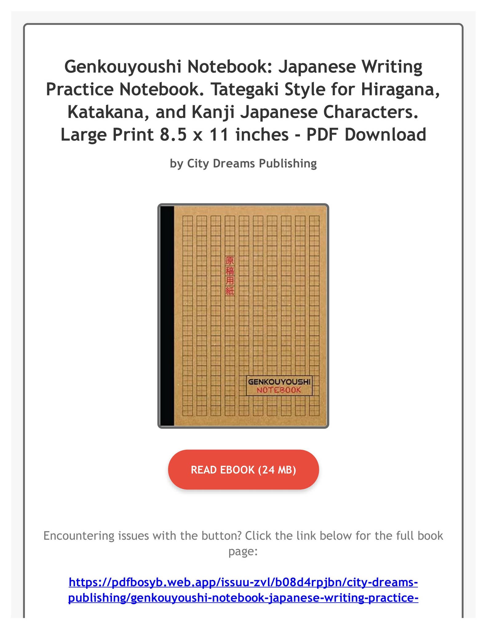 PDF PDF Genkouyoushi Notebook: Japanese Writing Practice